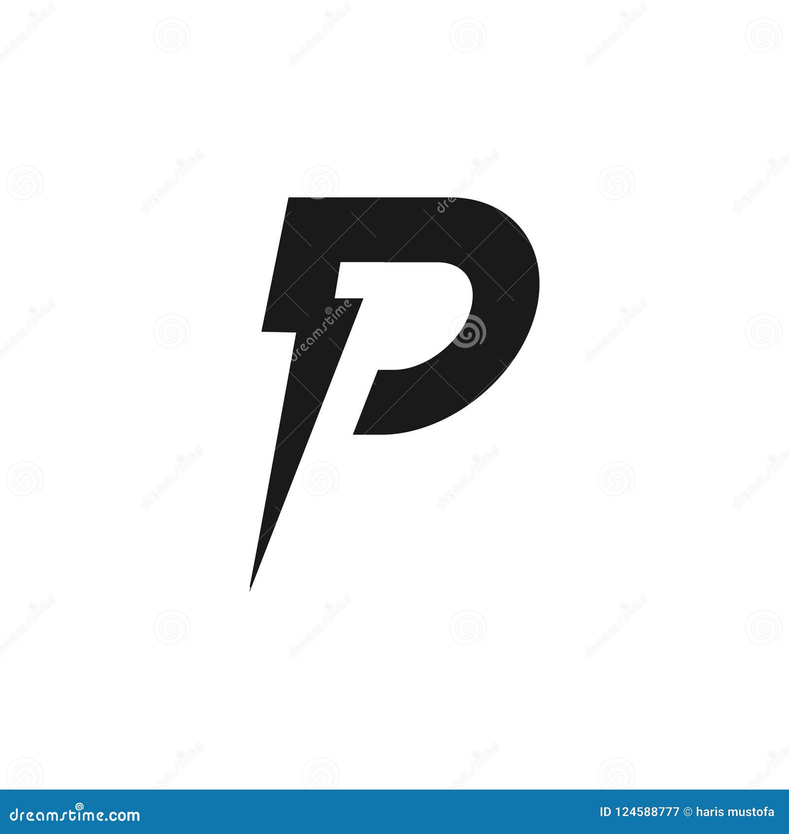 Letter P And Lightning Bolt Logo Design Stock Vector Illustration