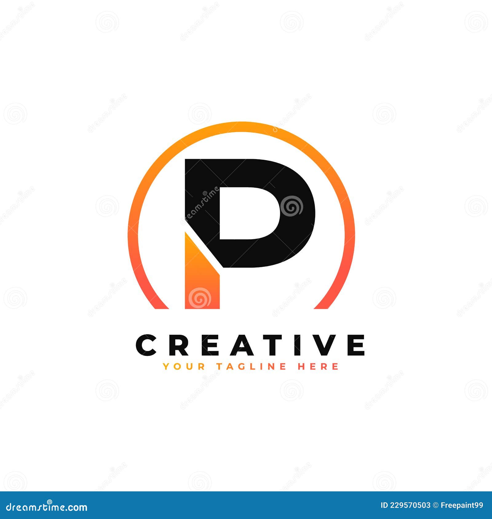 Letter P Logo Design with Black Orange Color and Circle. Cool Modern ...