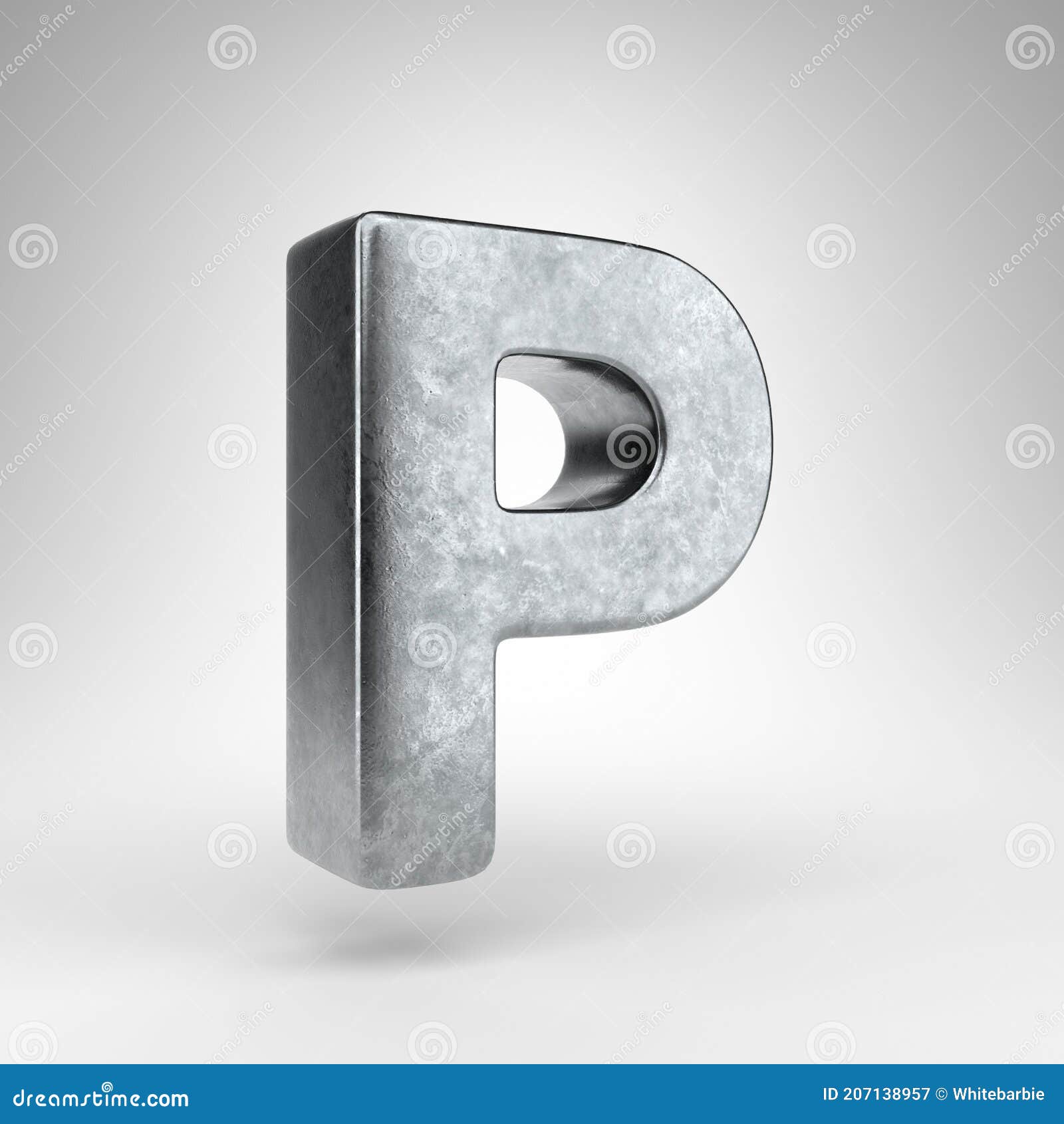 Letter P Uppercase On White Background Gun Metal 3d Letter With Rough