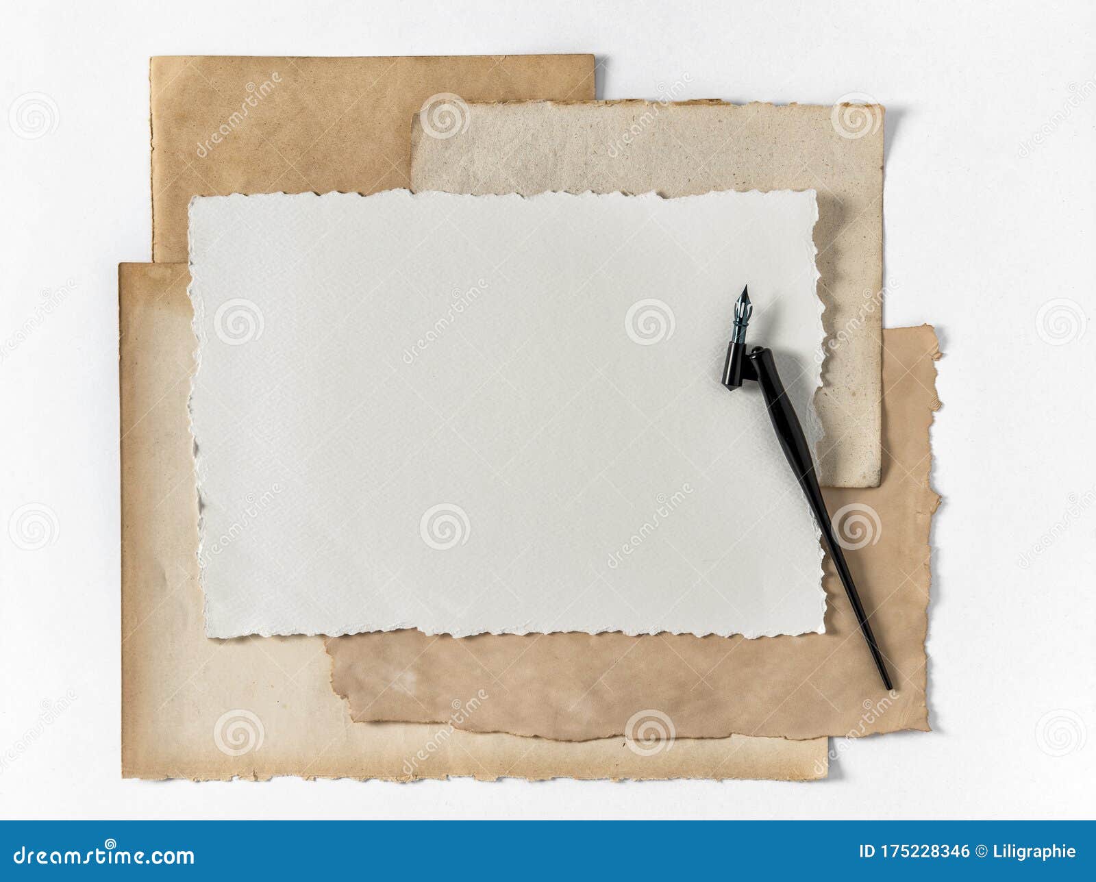 Letter Paper Writing Tools Vintage Flat Lay Ink Pen Stock Photo Image