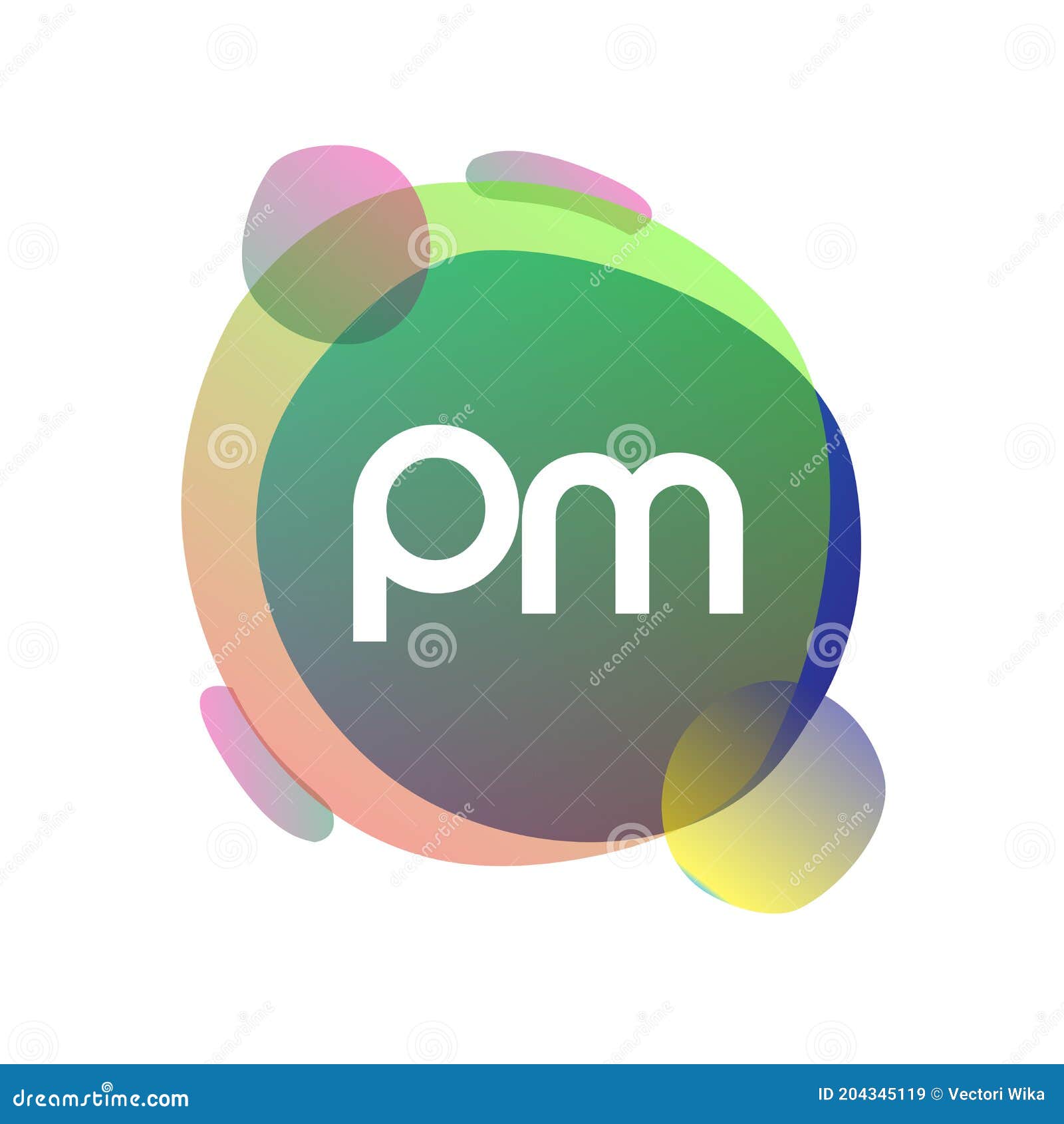 Letter PM Logo With Colorful Splash Background, Letter Combination