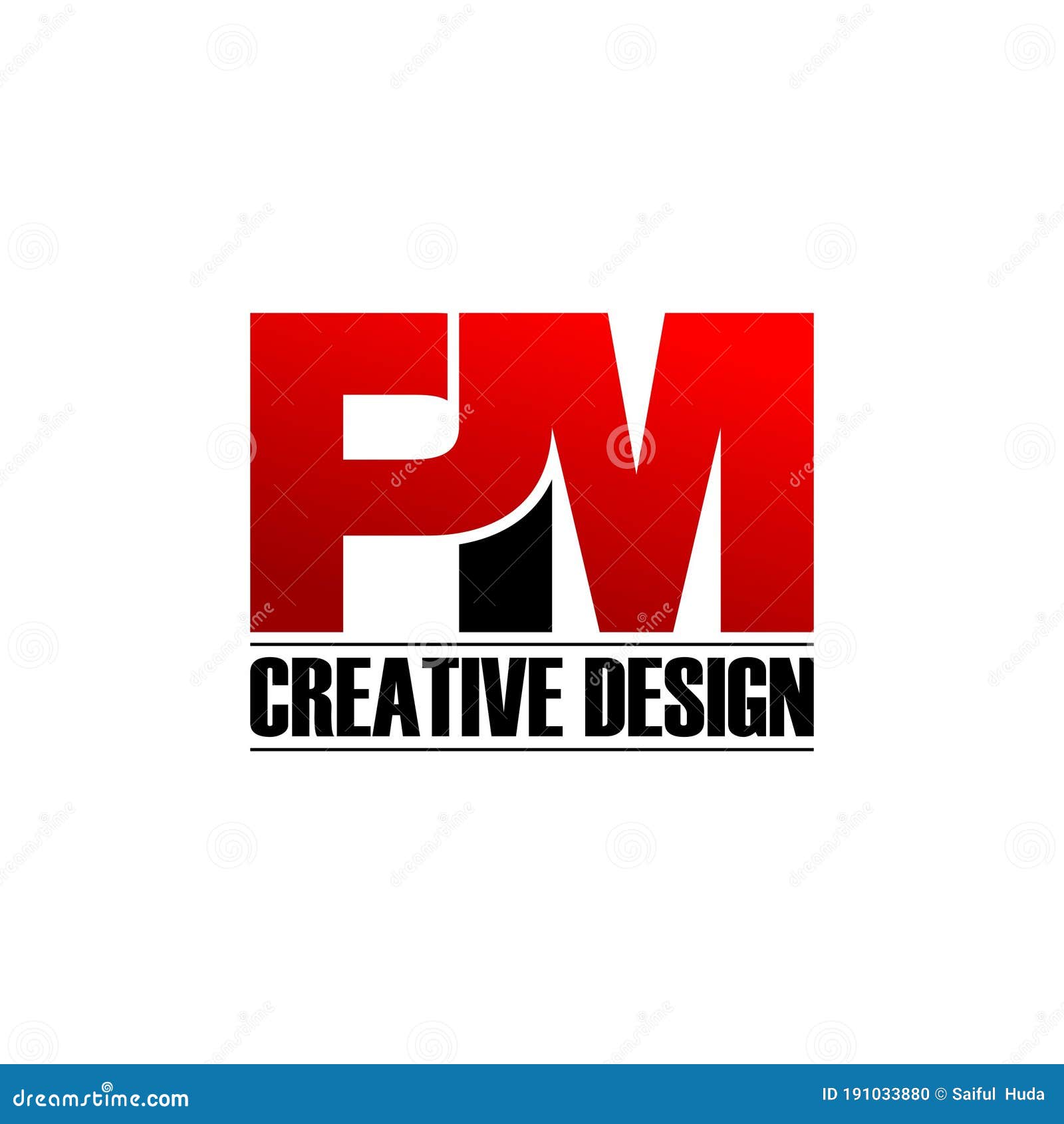 Pm monogram logo with abstract square around Vector Image