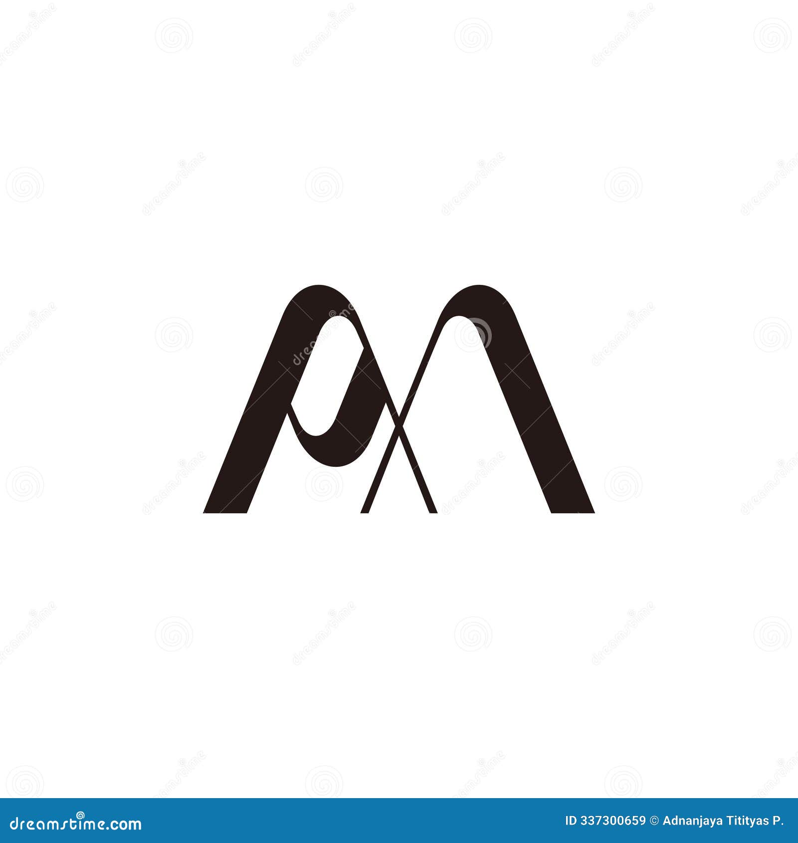 letter pm ribbon linked simple geometric logo 