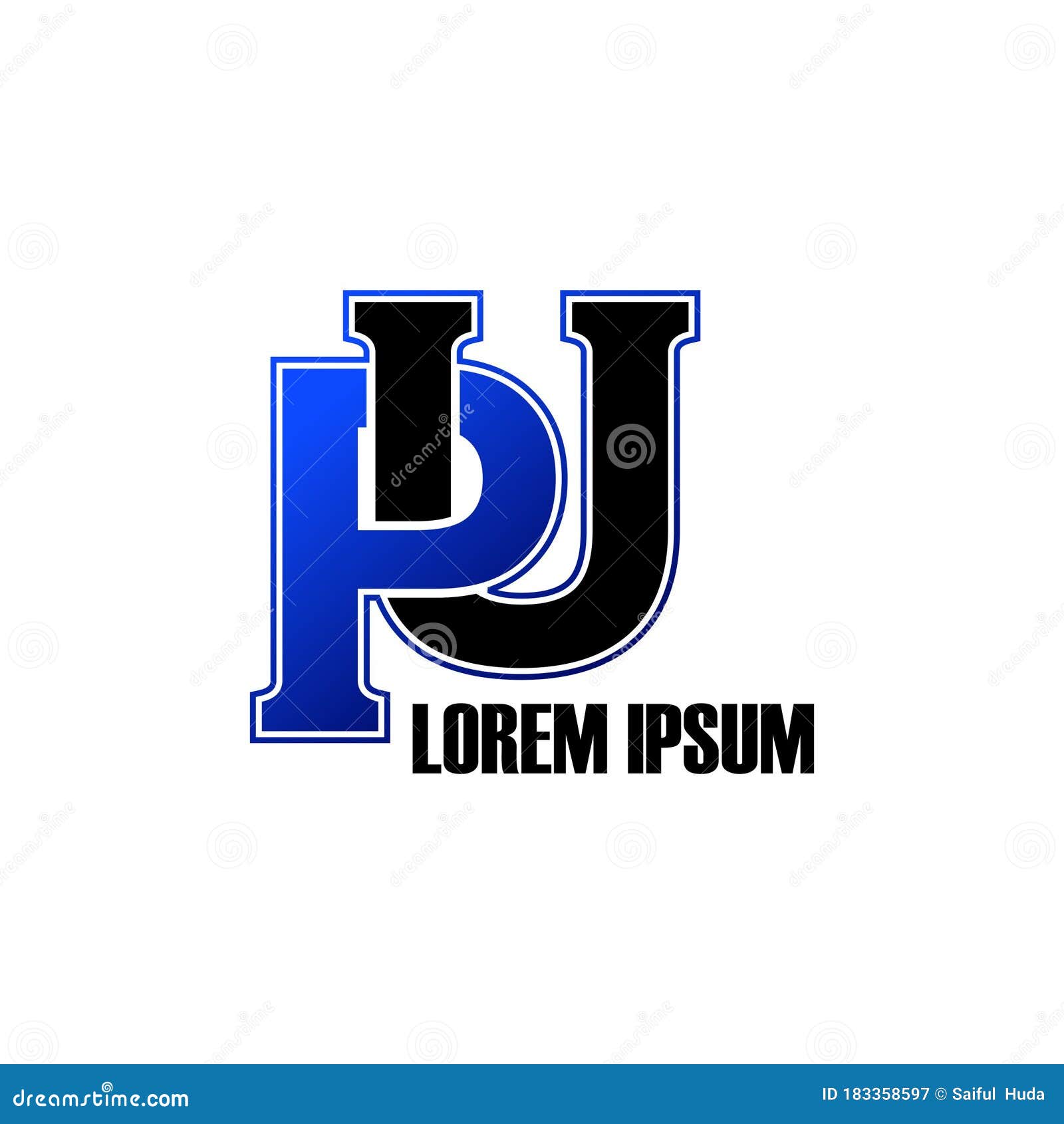 Letter PU Simple Logo Design Vector. Stock Vector Illustration of