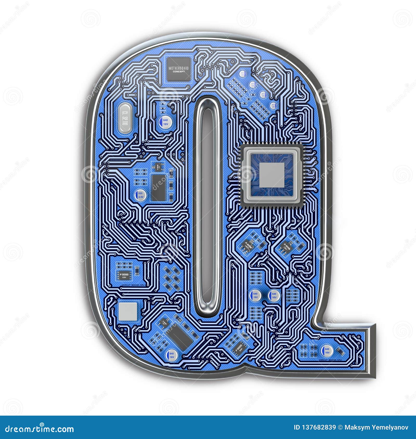 Letter Q. Alphabet in Circuit Board Style Stock Illustration ...