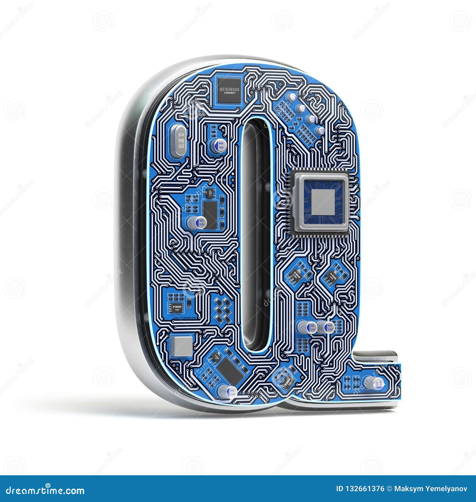 Letter Q. Alphabet in Circuit Board Style Stock Illustration ...