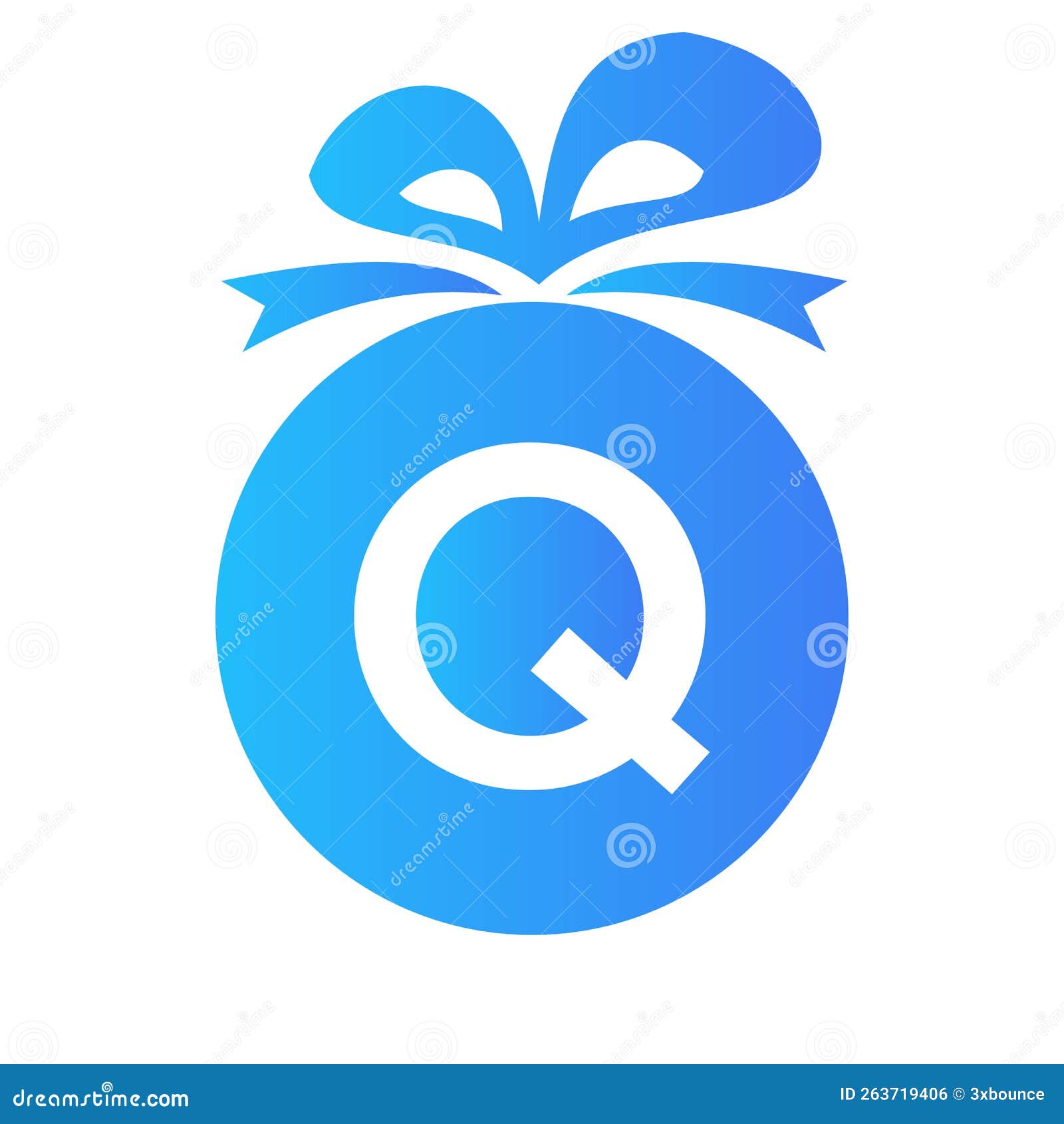 Letter Q Gift Box Logo. Giftbox Icon Celebration Logo Element Template