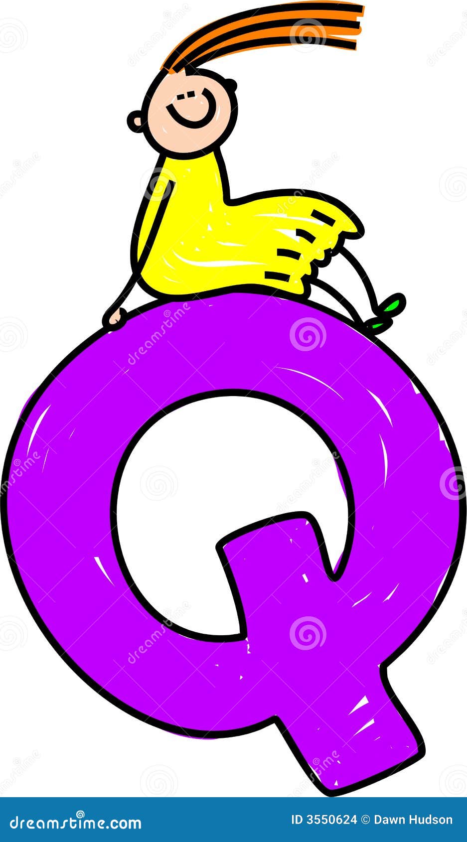 Letter Q girl stock vector. Illustration of isolated, classroom 3550624