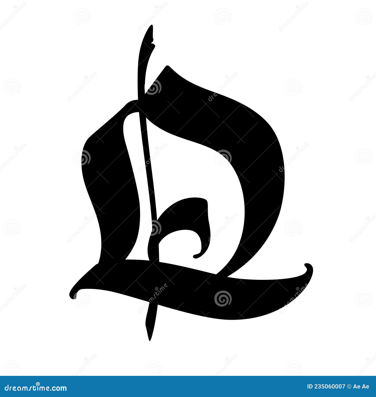 Letter G, in the Gothic style. Vector. Alphabet. The symbol is