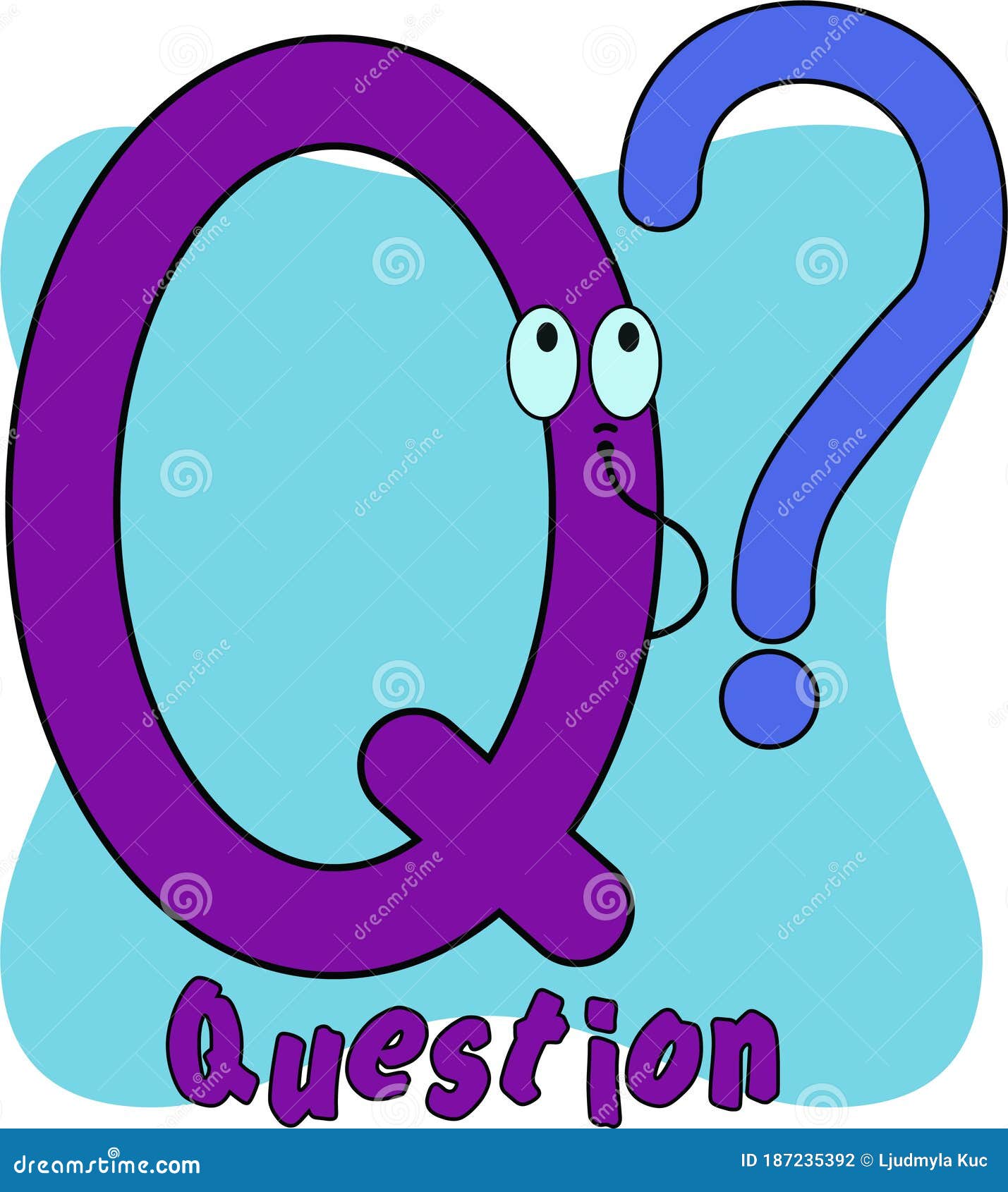 Letter Q kids alphabet stock vector. Illustration of learn - 187235392