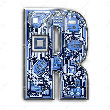 Letter R. Alphabet in Circuit Board Style Stock Illustration ...