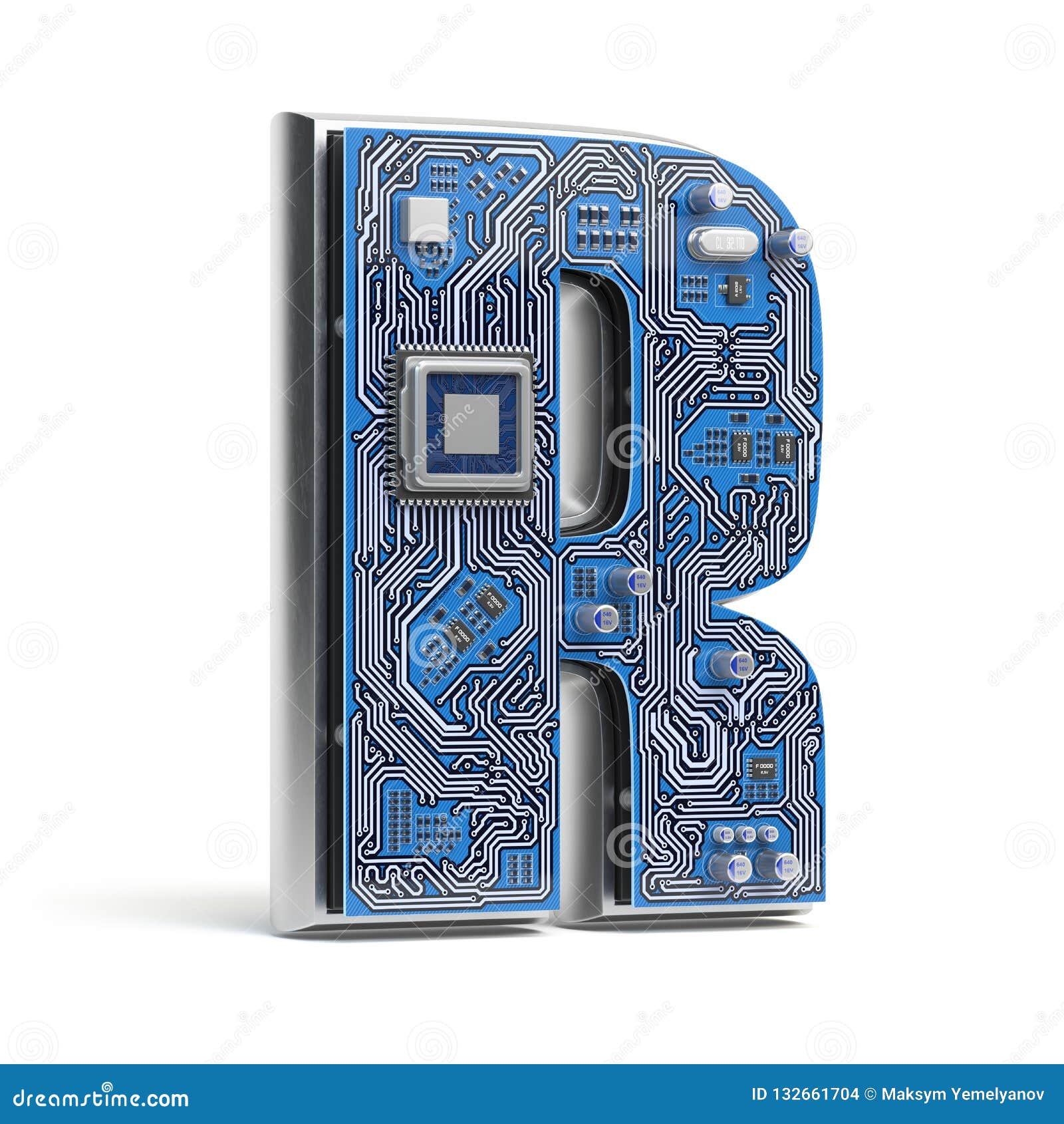 Letter R. Alphabet in Circuit Board Style Stock Illustration ...