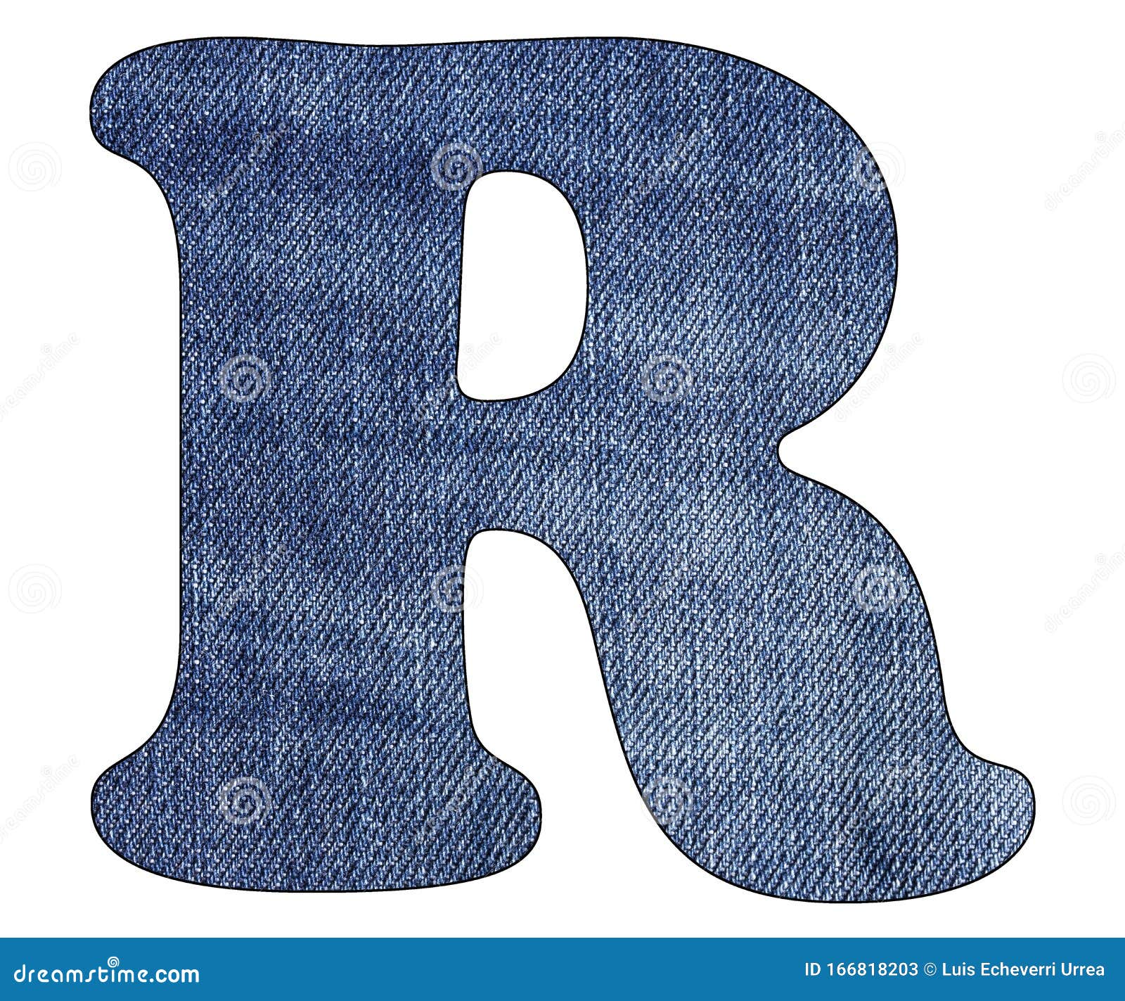 Letter R of the Alphabet - Texture Details of Denim Blue Jeans. White ...
