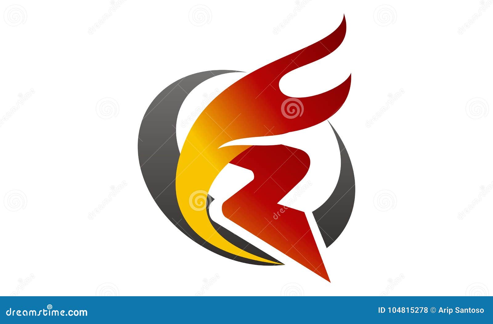 Letter r logo with fast speed fire vintage serif Vector Image