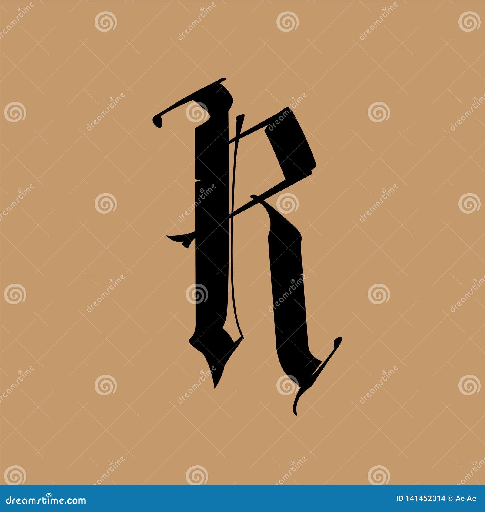 Letter R, in the Gothic Style. Vector. Alphabet. the Symbol is Isolated ...