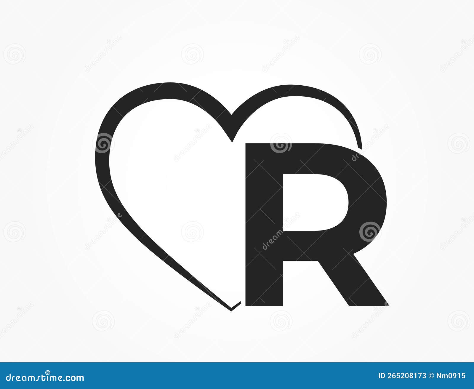 Premium Vector | Bold logo template heart love letter r