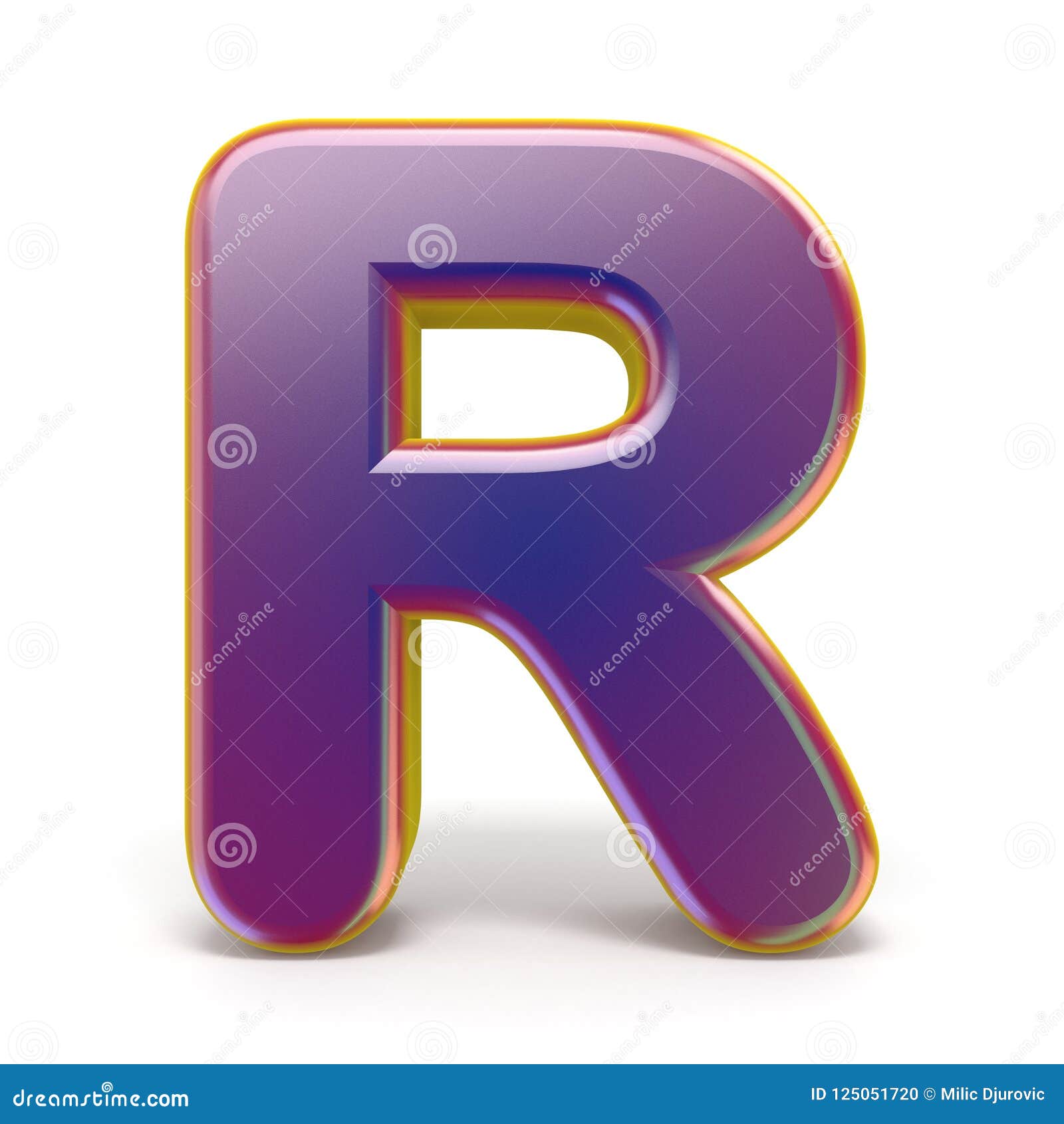 Letter R Purple Font Yellow Outlined 3D Stock Illustration ...