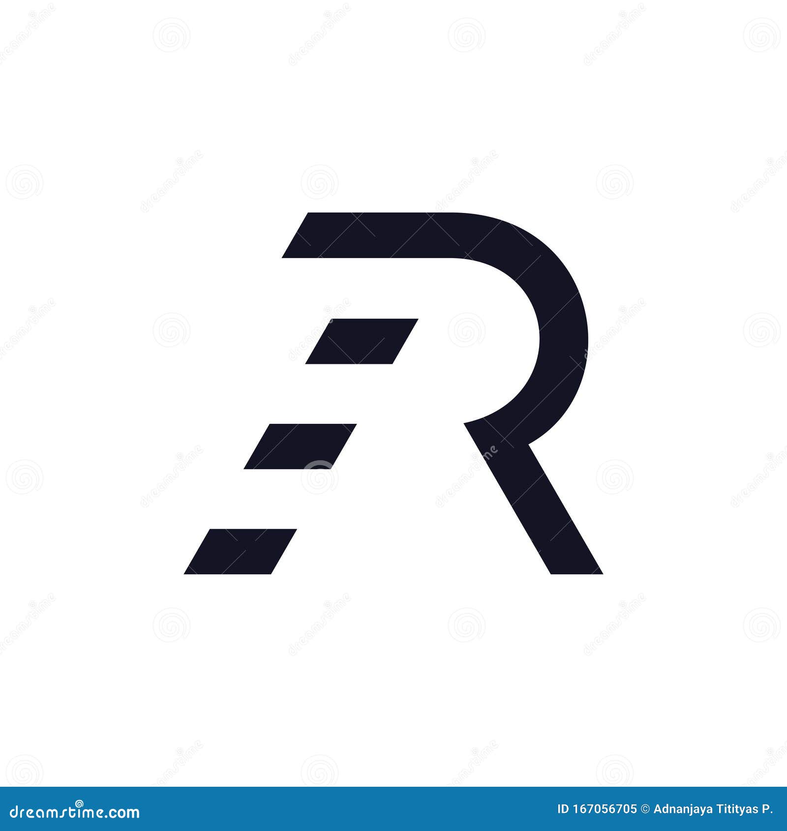 Letter R Stripes Motion Simple Geometric Logo Stock Vector ...