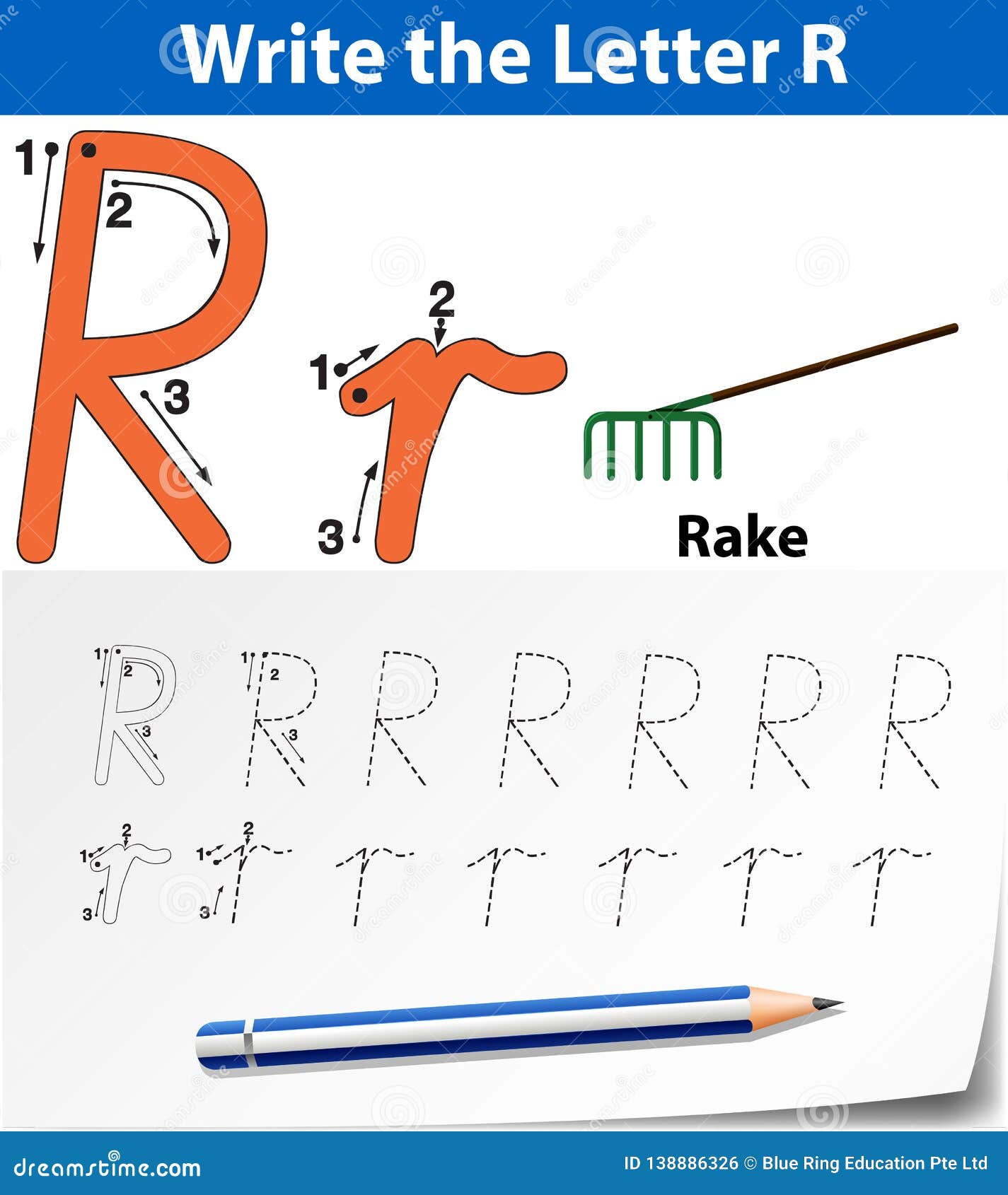 letter r tracing alphabet worksheets stock vector illustration of