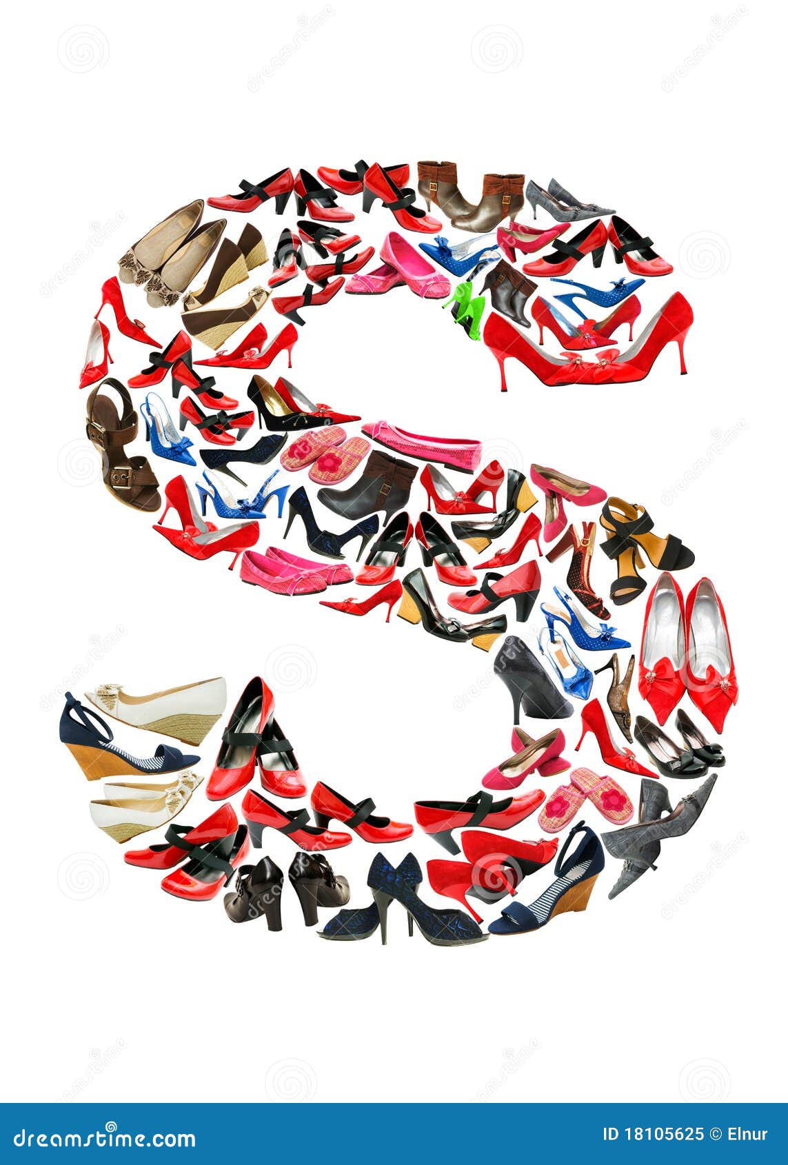 Letter S made of shoes stock illustration. Illustration of isolated -  18105625