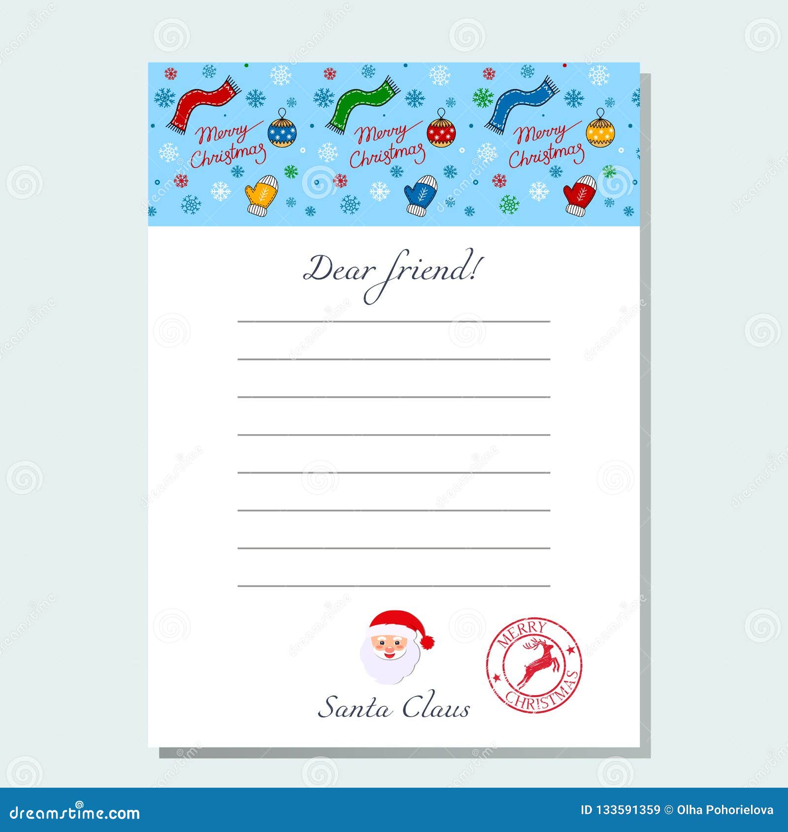 A Letter of Santa Claus on a Beautiful Letterhead - Template with Inside Santa Claus Letterhead Template