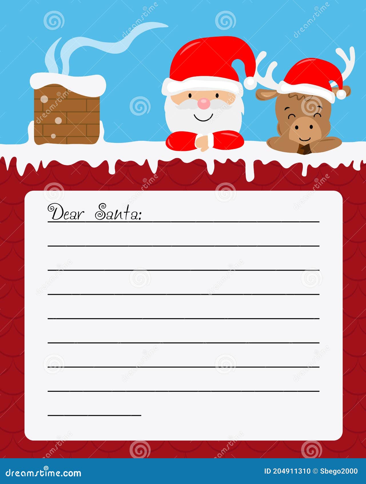 Letter for Santa Claus. Santa Claus and Reindeer on the Roof Stock ...