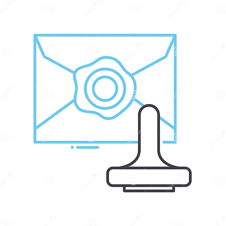 Letter Seal Stamp Line Icon Outline Symbol Vector Illustration letter-seal-stamp-line-icon-outline-symbol-vector-illustration