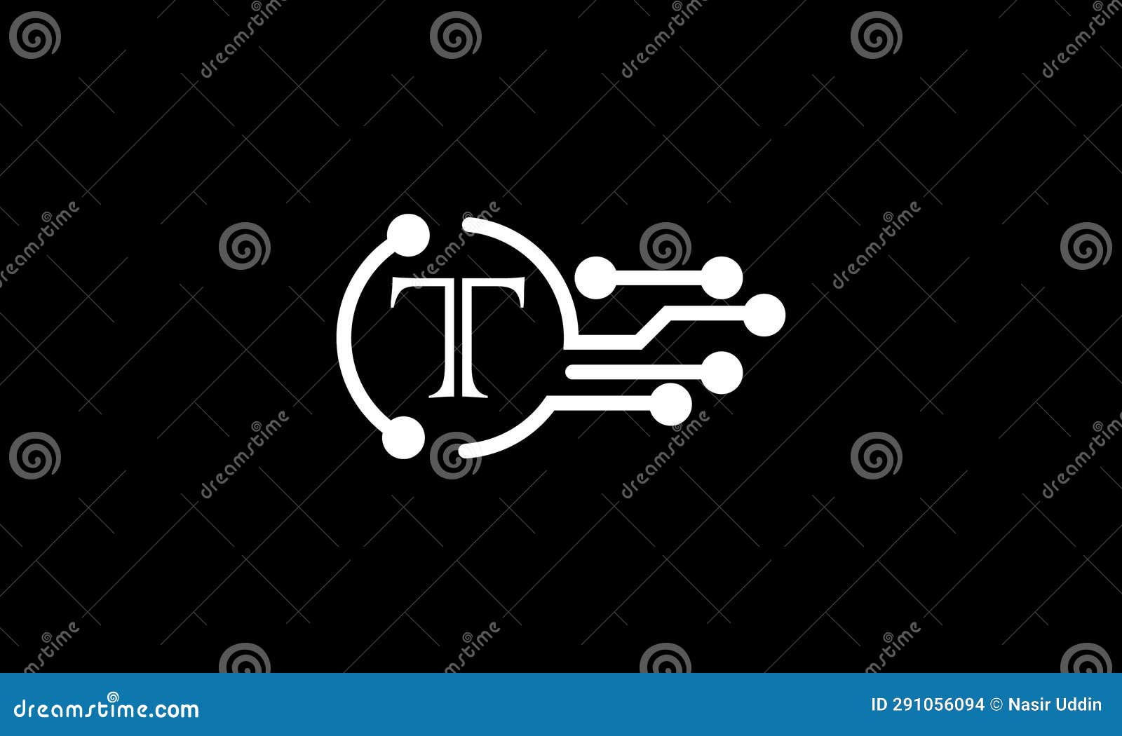 letter t line alphabet  icon for business with circuit. suitable for a company