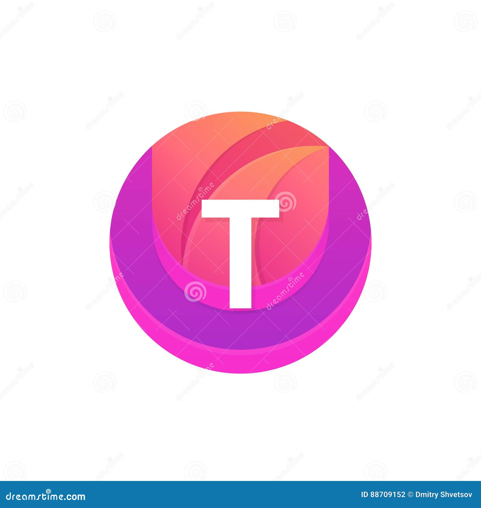 Letter T Logo Abstract Circle Shape Element. Vector Round Company Icon