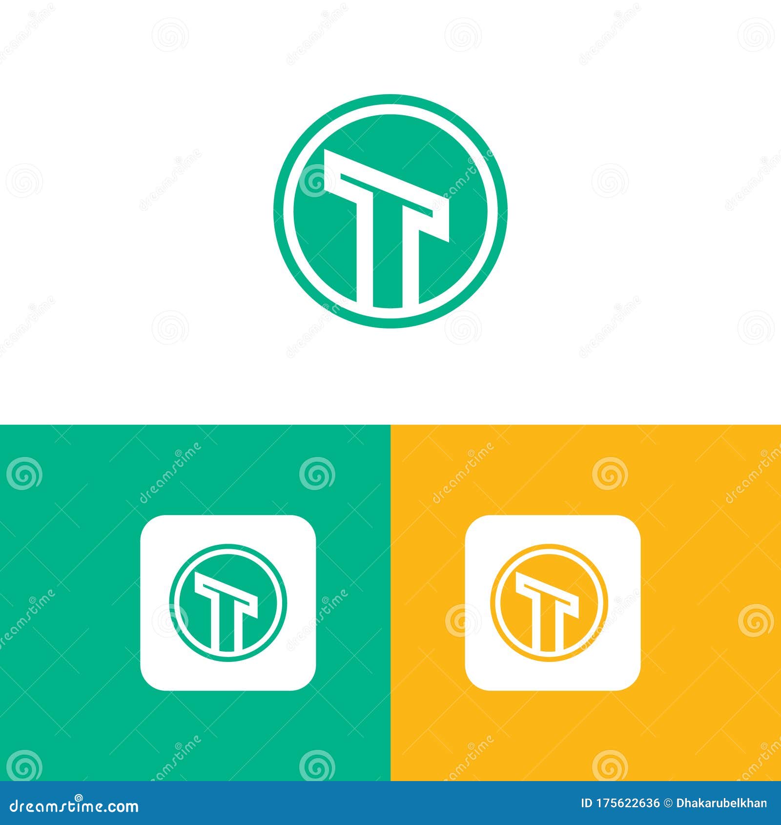 Letter T Logo Icon with Circle Design Template Elements Stock Vector