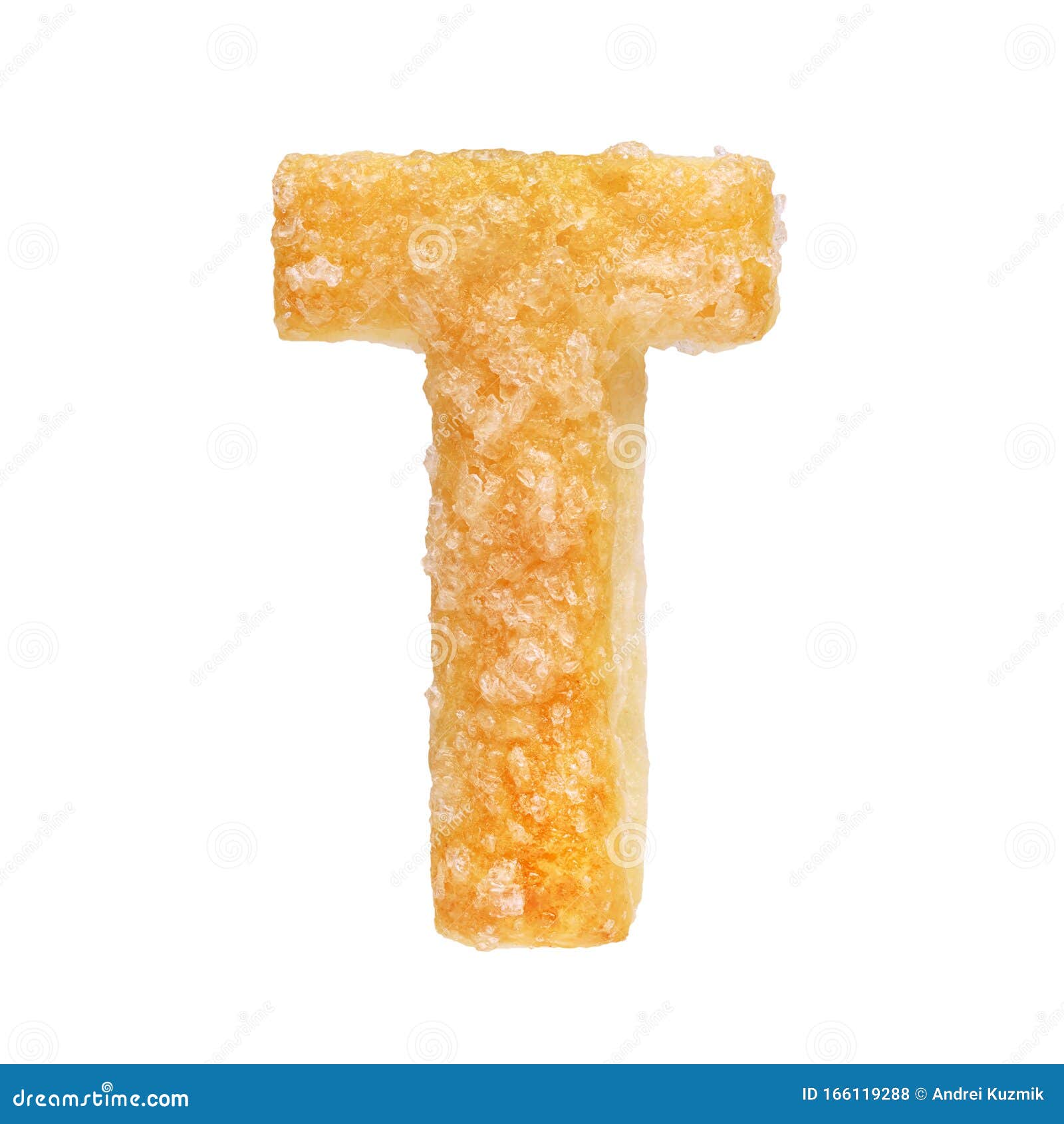 Letter T Made From Cookie Isolated On White Background Stock Photo