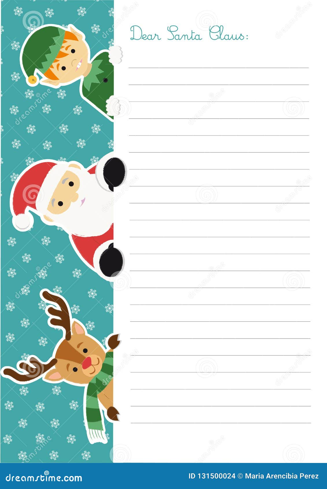 Letter Template To Santa Claus with an Elf and a Reindeer Stock Within Blank Letter From Santa Template