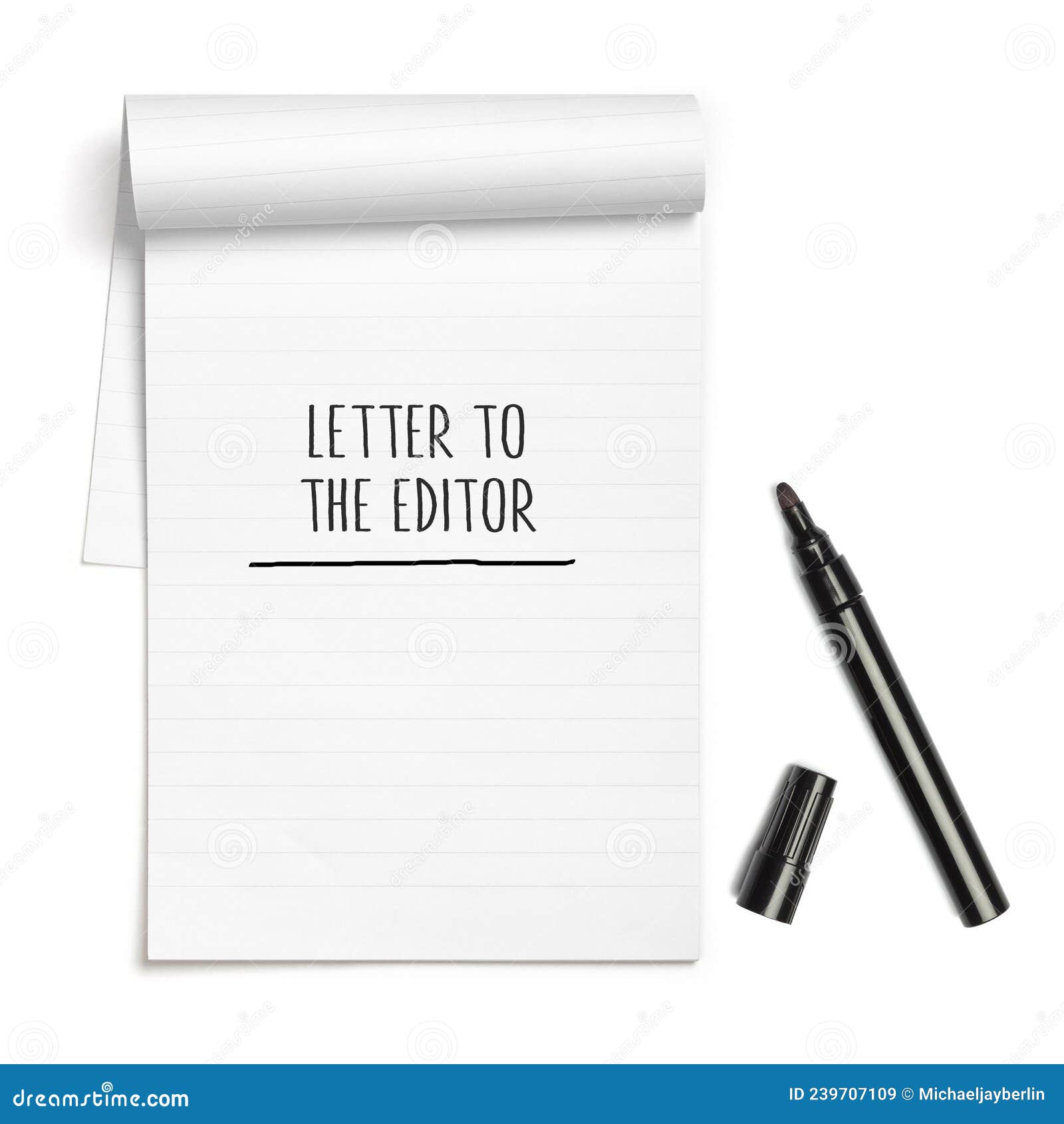letter to the editor headline on paper note book