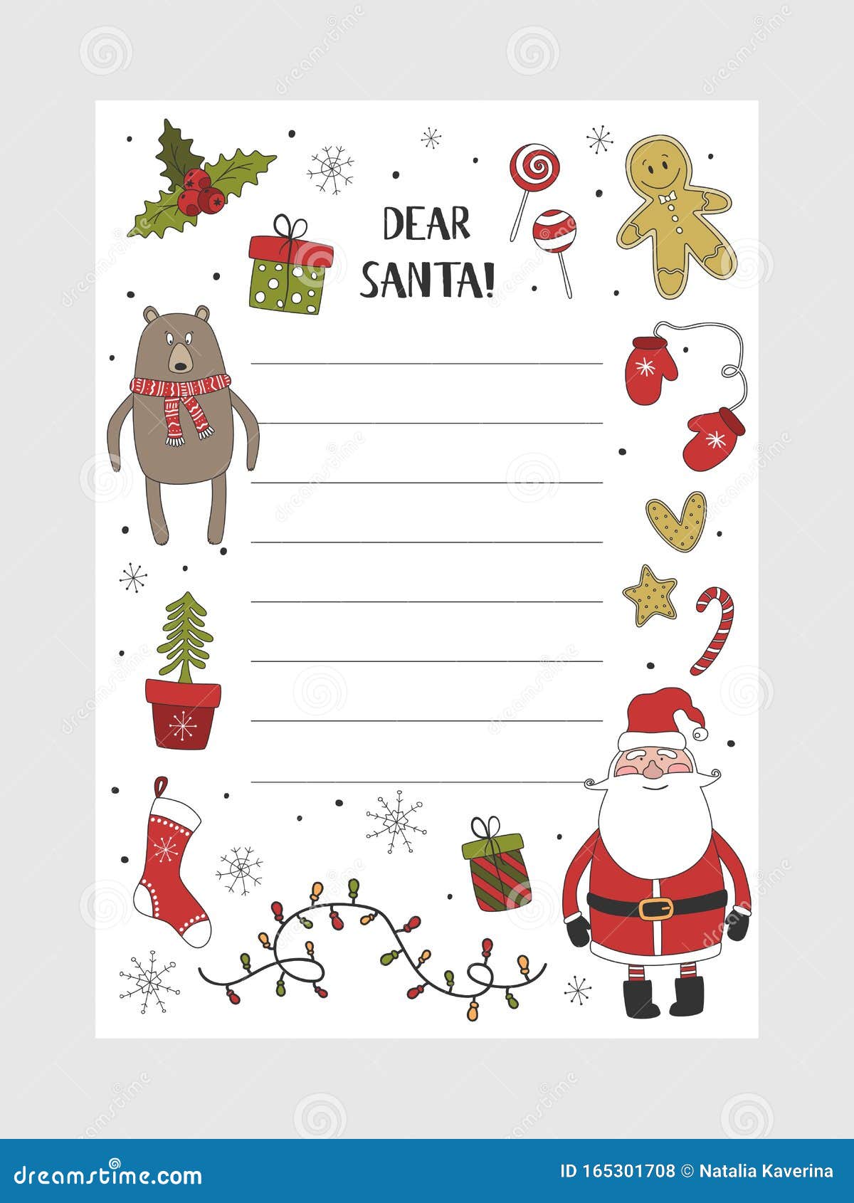 A Letter To Santa Claus Template. Stock Illustration In Letter From Santa Claus Template