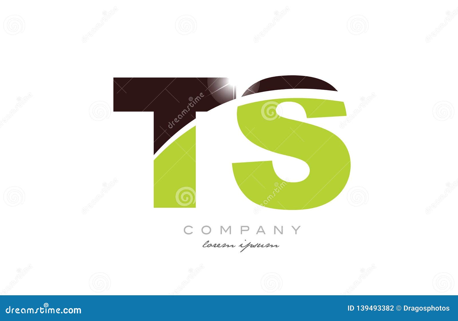 Letter Ts T S Alphabet Combination in Green and Brown Color for Logo ...