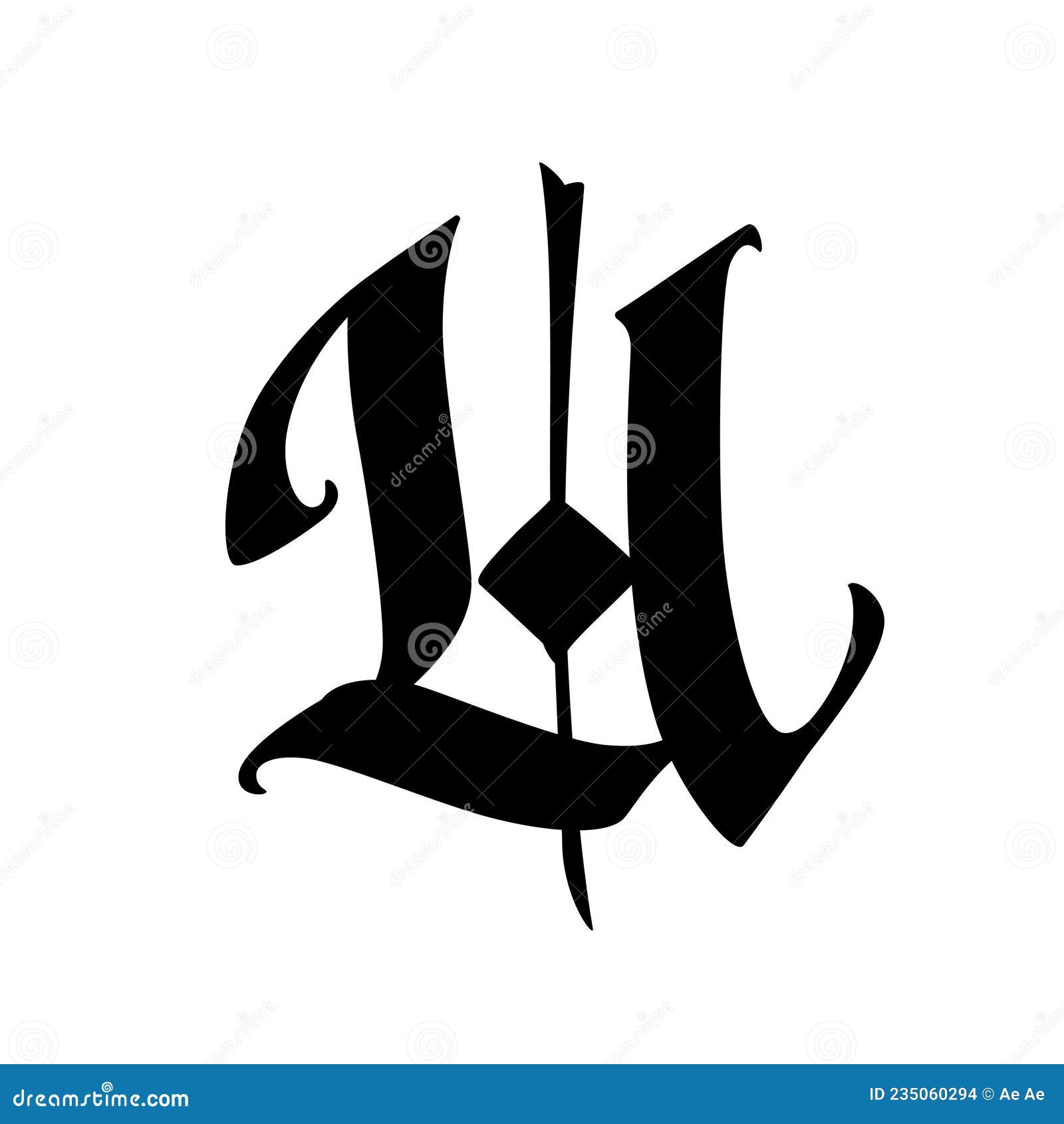 Letter U in the Gothic Style. Vector. Alphabet. the Symbol is Isolated ...