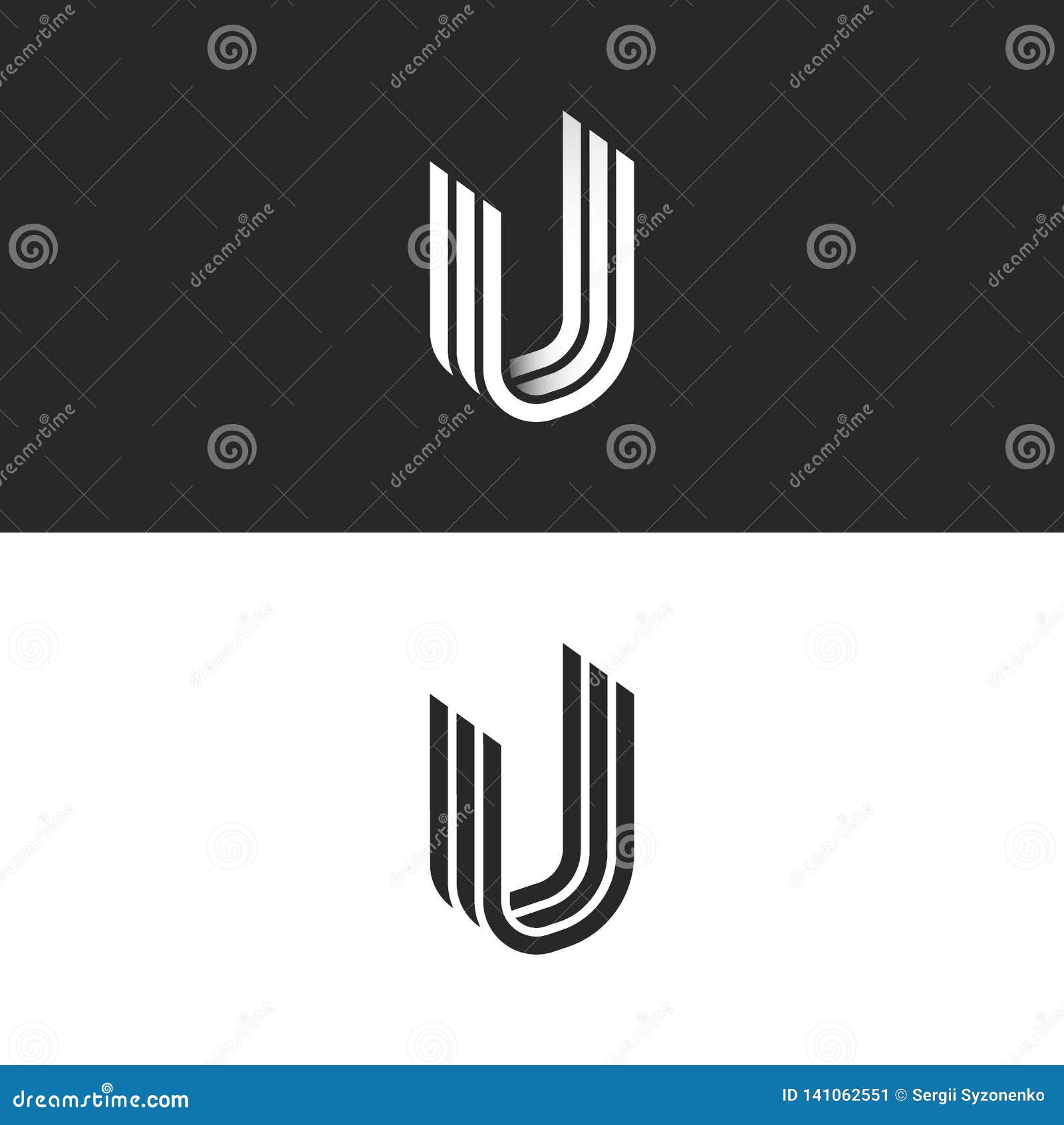 Letter U Logo Isometric Shape, Creative Symbol UUU Initials Monogram,  Overlapping Lines Smooth Form Stock Vector - Illustration of font, brand:  141062551