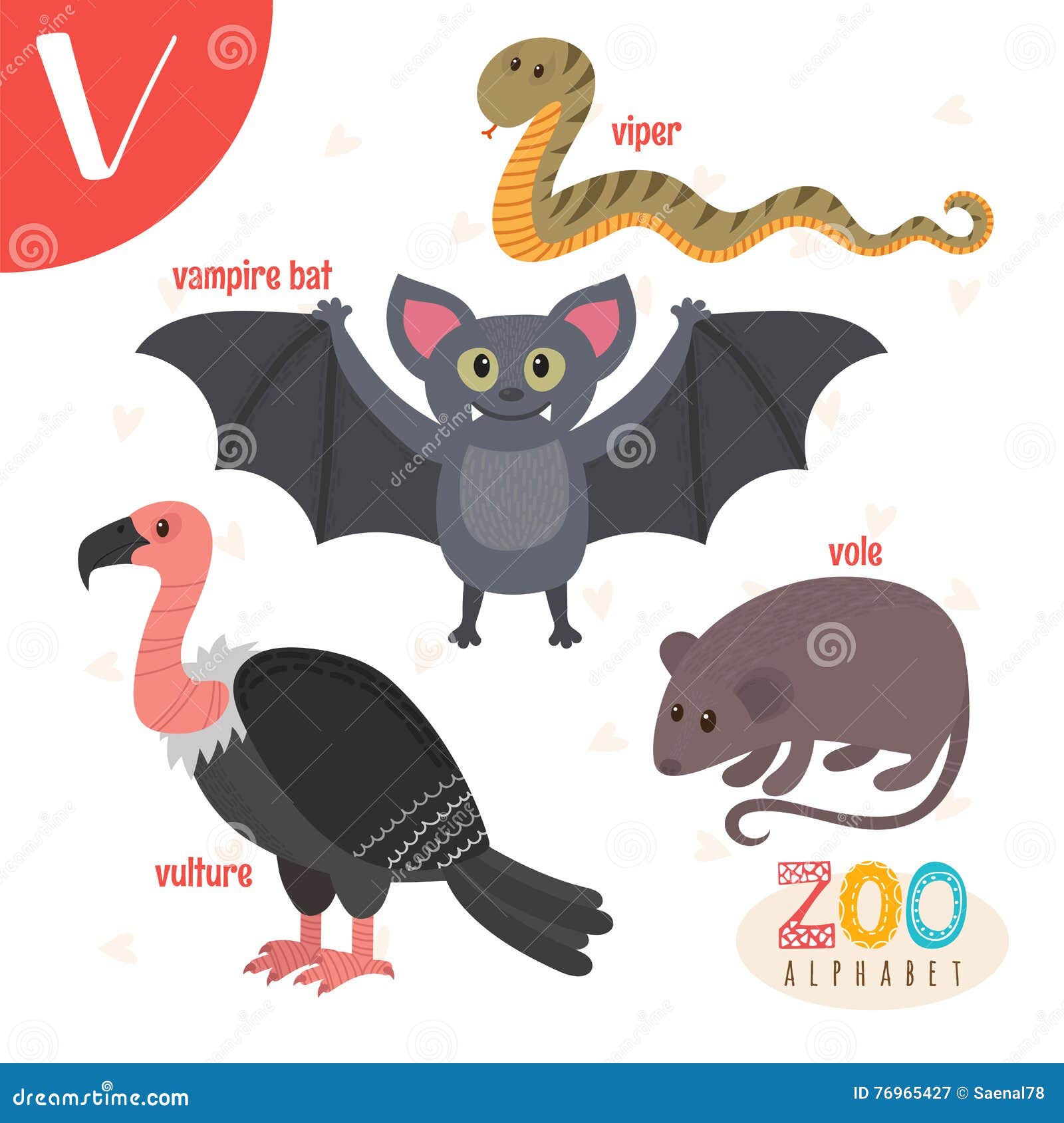 Letter V. Cute Animals. Funny Cartoon Animals in Vector Stock Vector -  Illustration of child, comic: 76965427