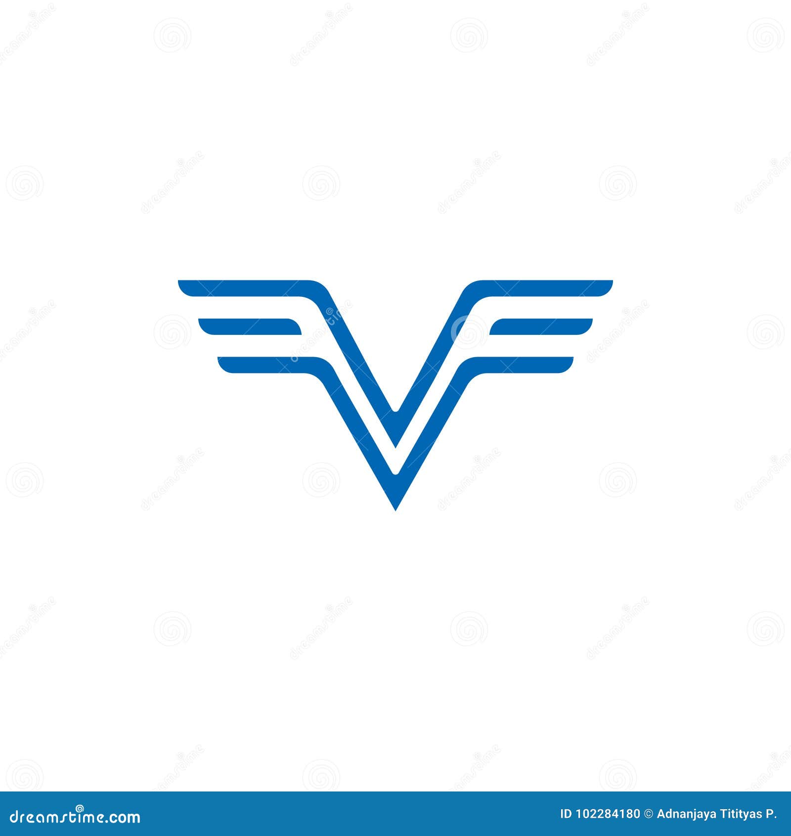 Letter v with wings logo stock illustration. Illustration of rise