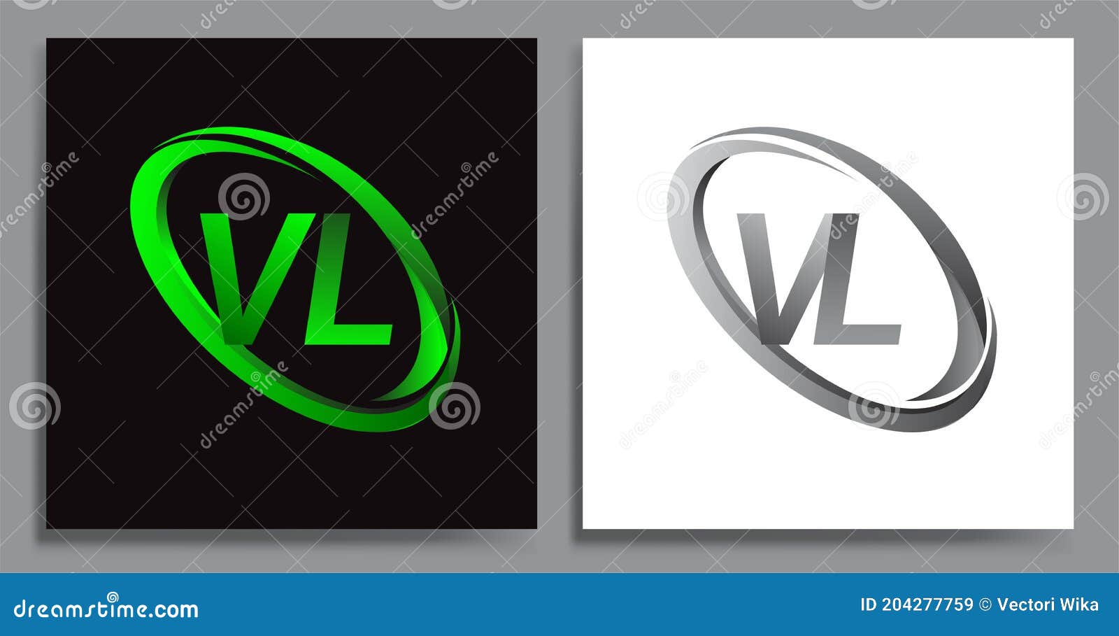 Vl logo with circle rounded negative space design Vector Image