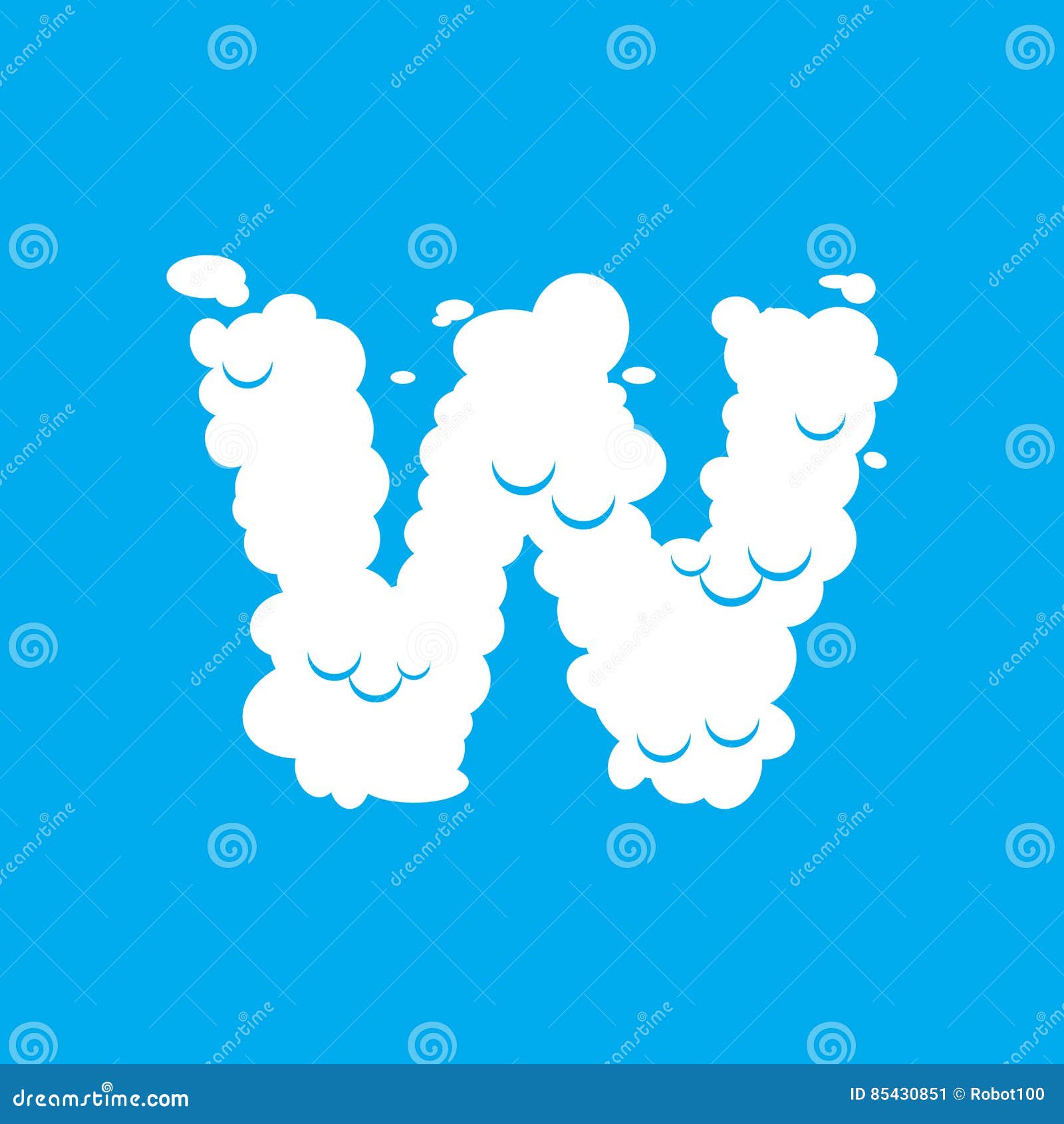 Letter W Cloud Font Symbol White Alphabet Sign On Blue Sky Stock