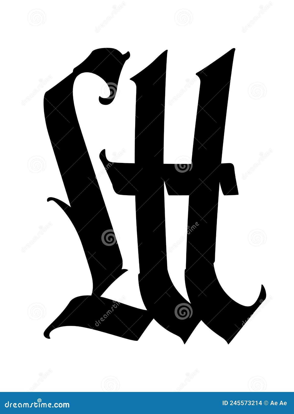 The Letter W in the Gothic Style. Vector. Old Alphabet. the Symbol is ...
