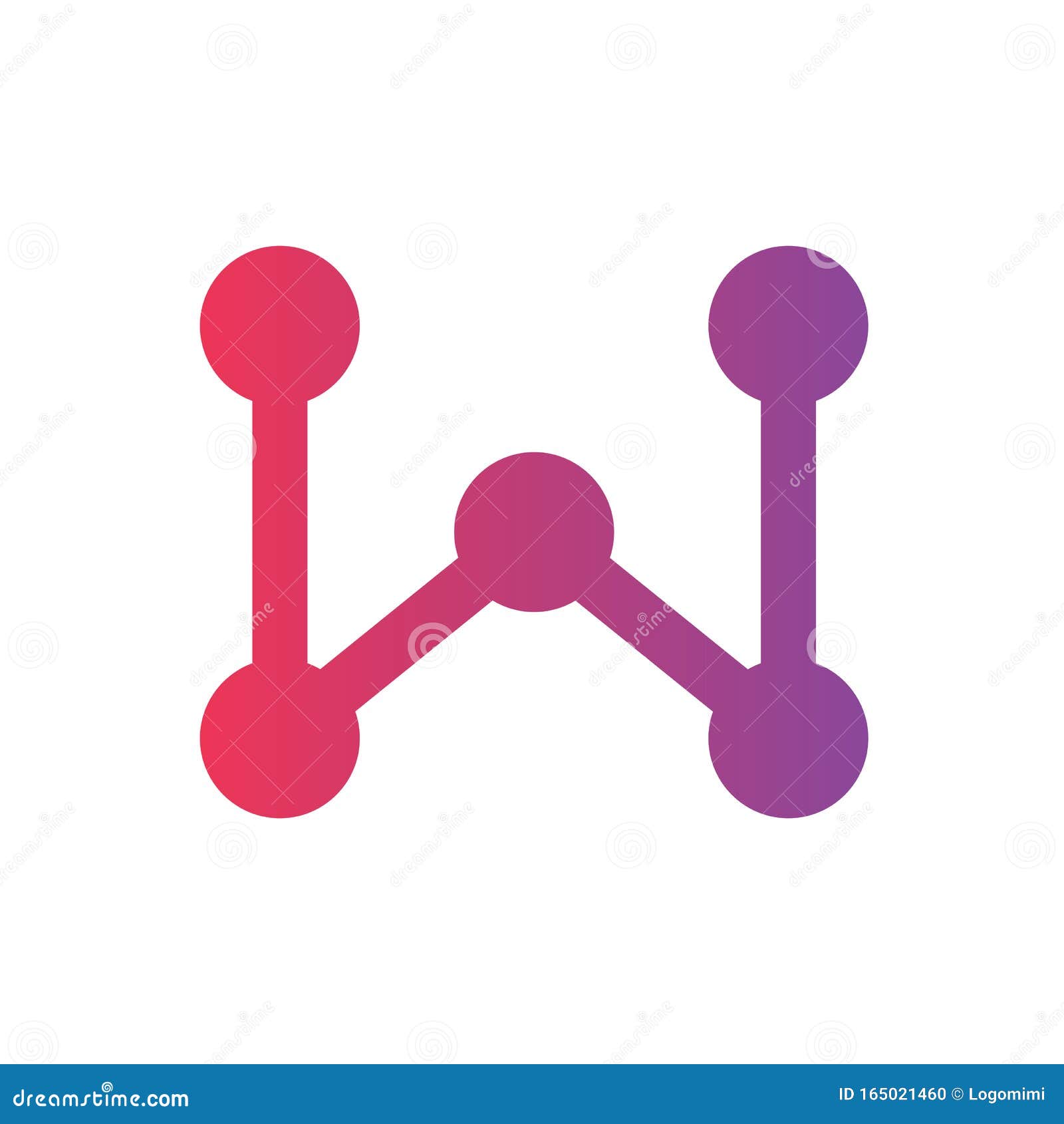 letter w logotype, abstract dot connection concept,digital technology  