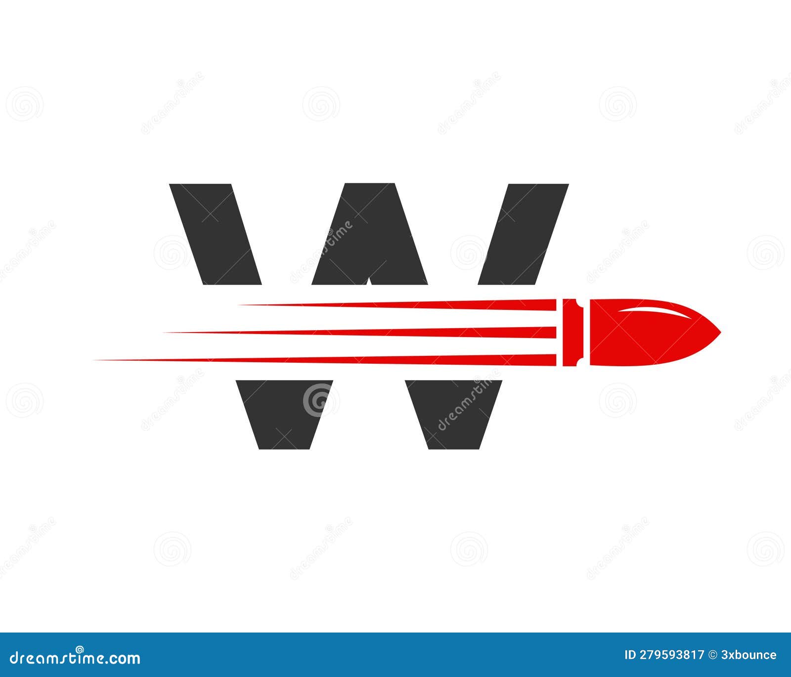 letter w shooting bullet logo with concept weapon for safety and protection 