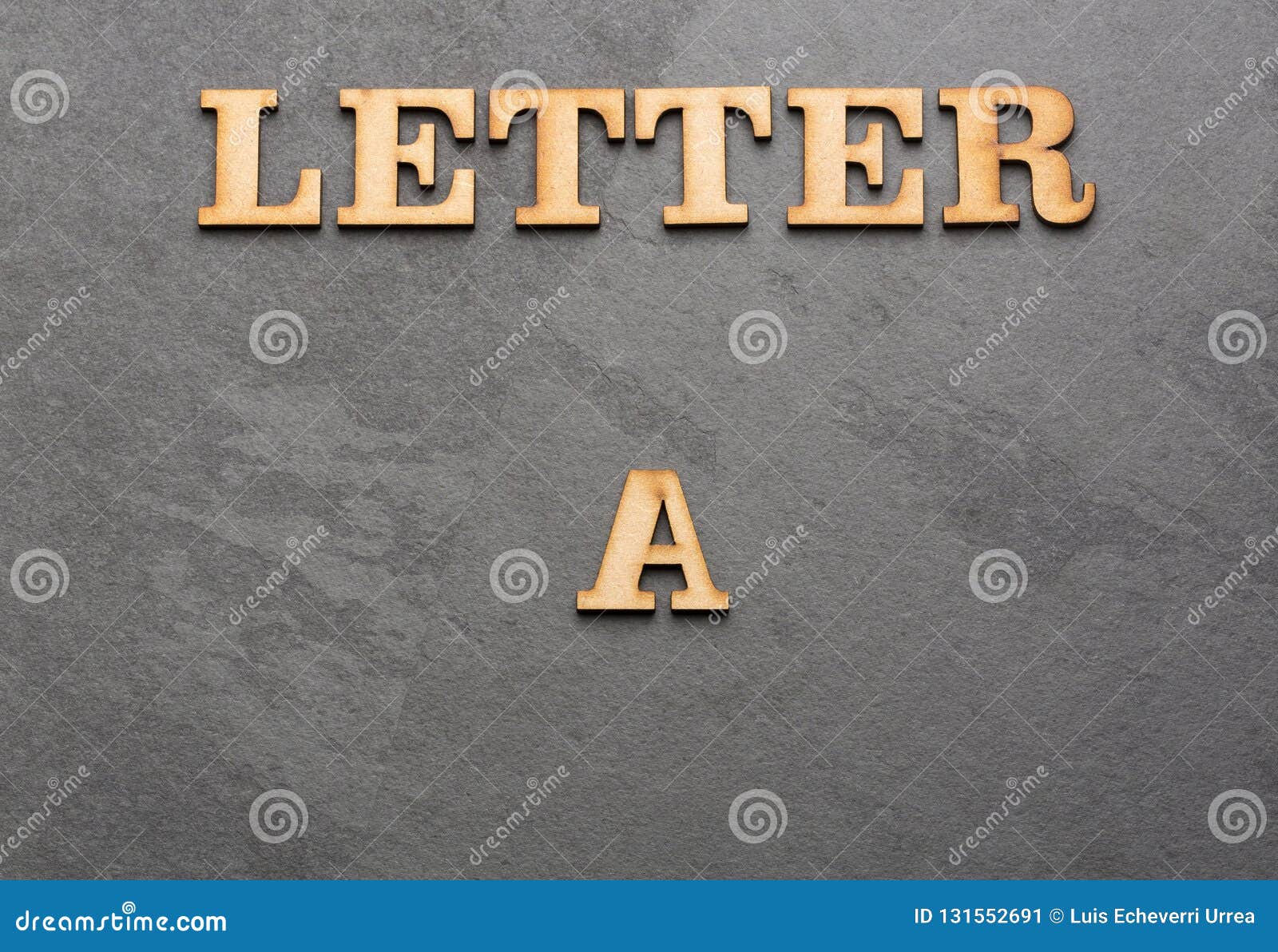 the letter a in wood - text space