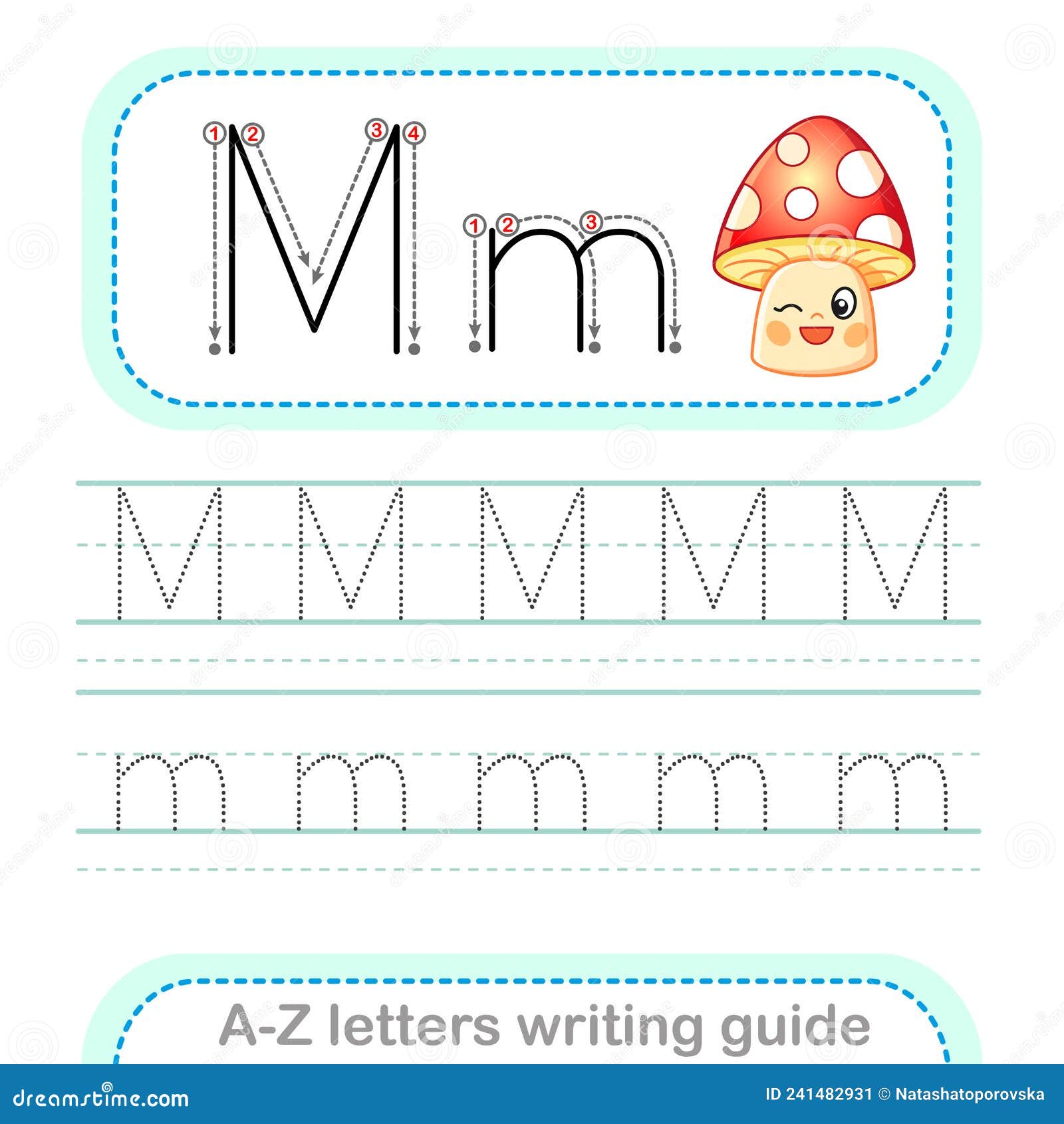 letter writing guide. worksheet tracing letters m. uppercase and lowercase letter english alphabet