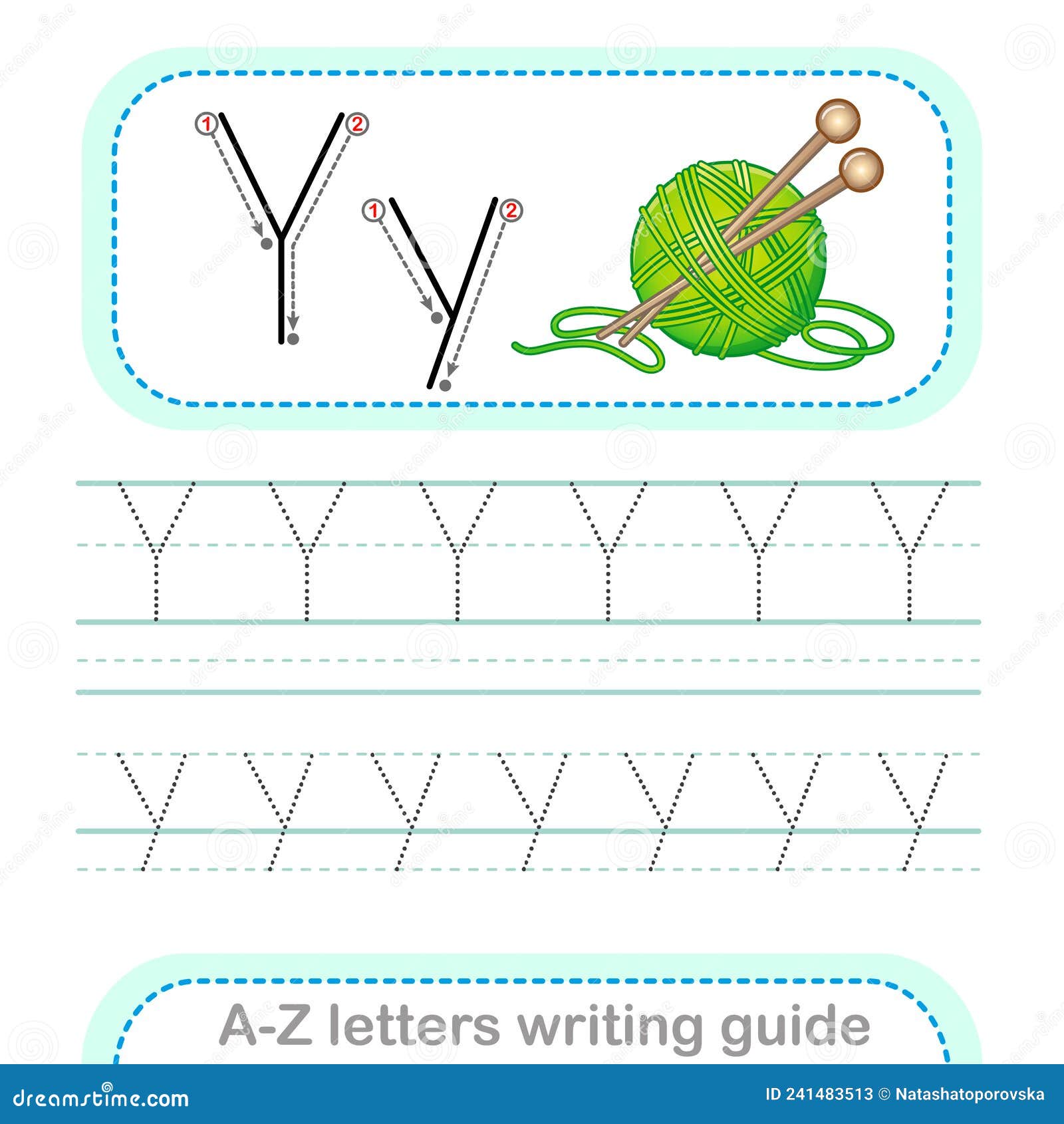 letter writing guide. worksheet tracing letters y. uppercase and lowercase letter english alphabet