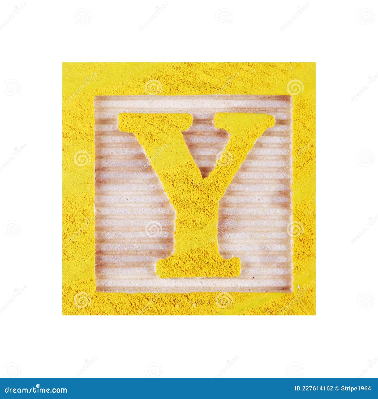 Letter Y Childs Wood Block on White with Clipping Path Stock Photo