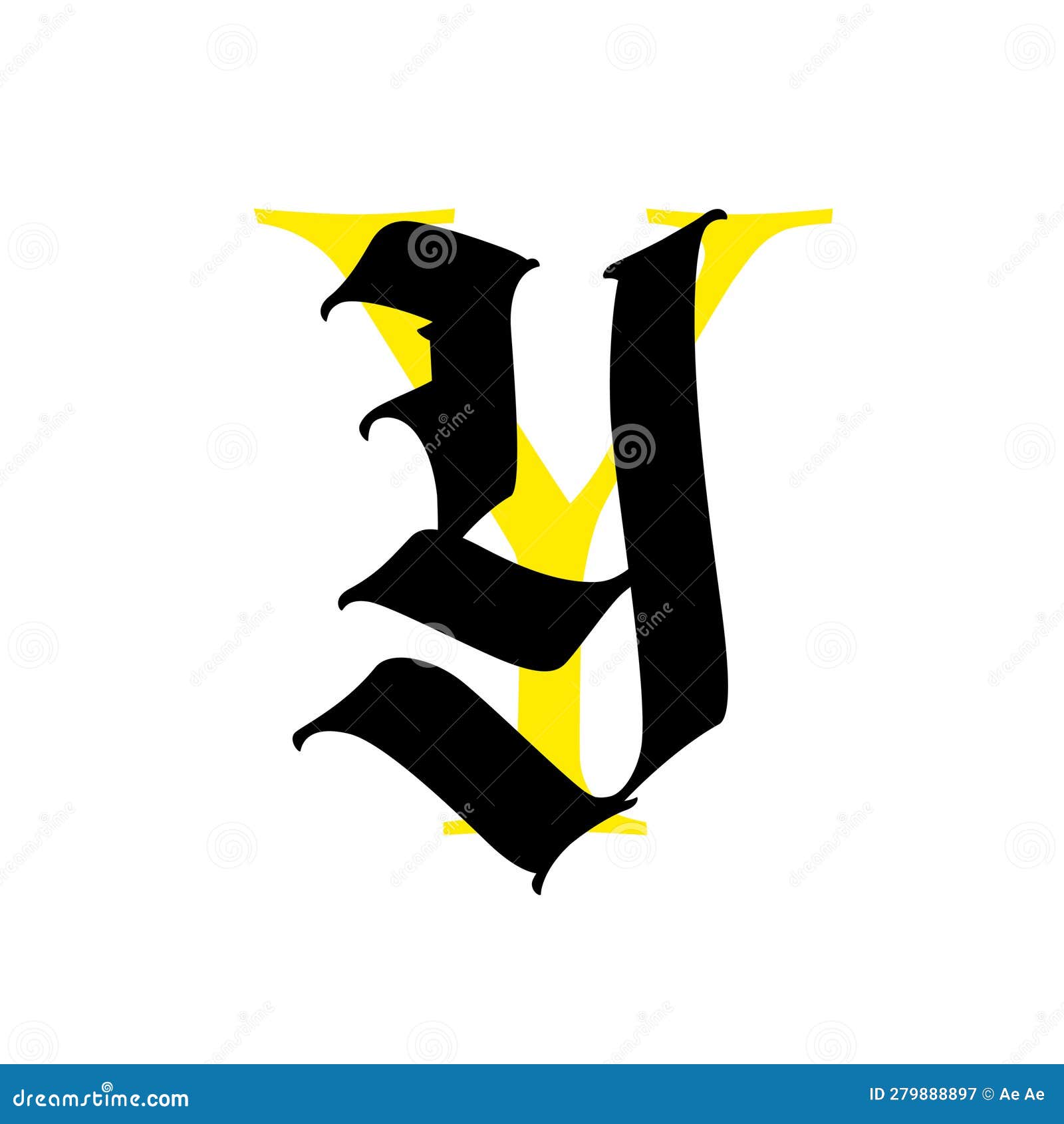 Letter Y, in the Gothic Style. Vector. Alphabet. the Symbol is Isolated ...