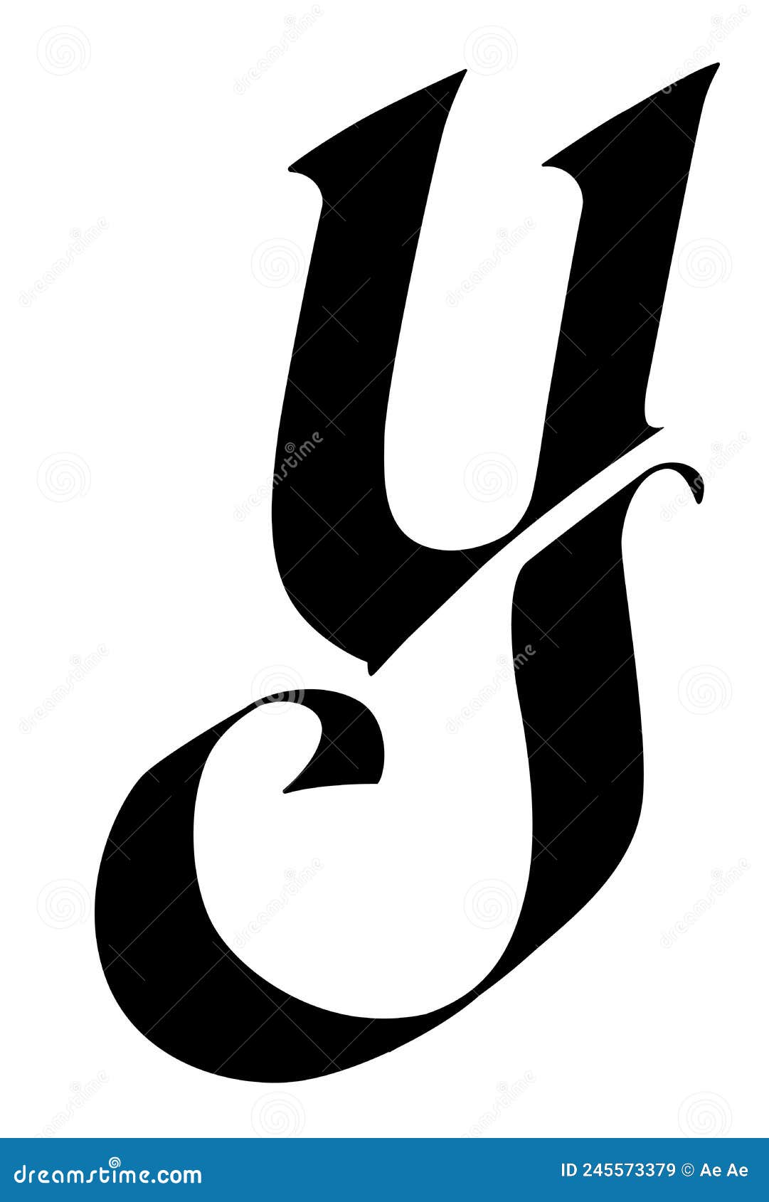 The Letter Y in the Gothic Style. Vector. Old Alphabet. the Symbol is ...